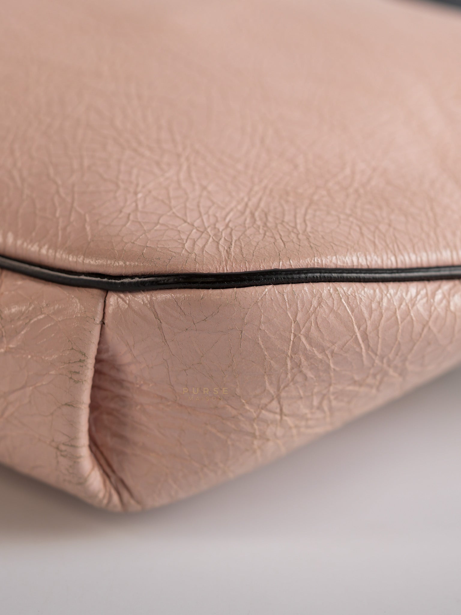 Whip Belt Bag in Light Pink Distressed Calfskin Leather | Purse Maison Luxury Bags Shop