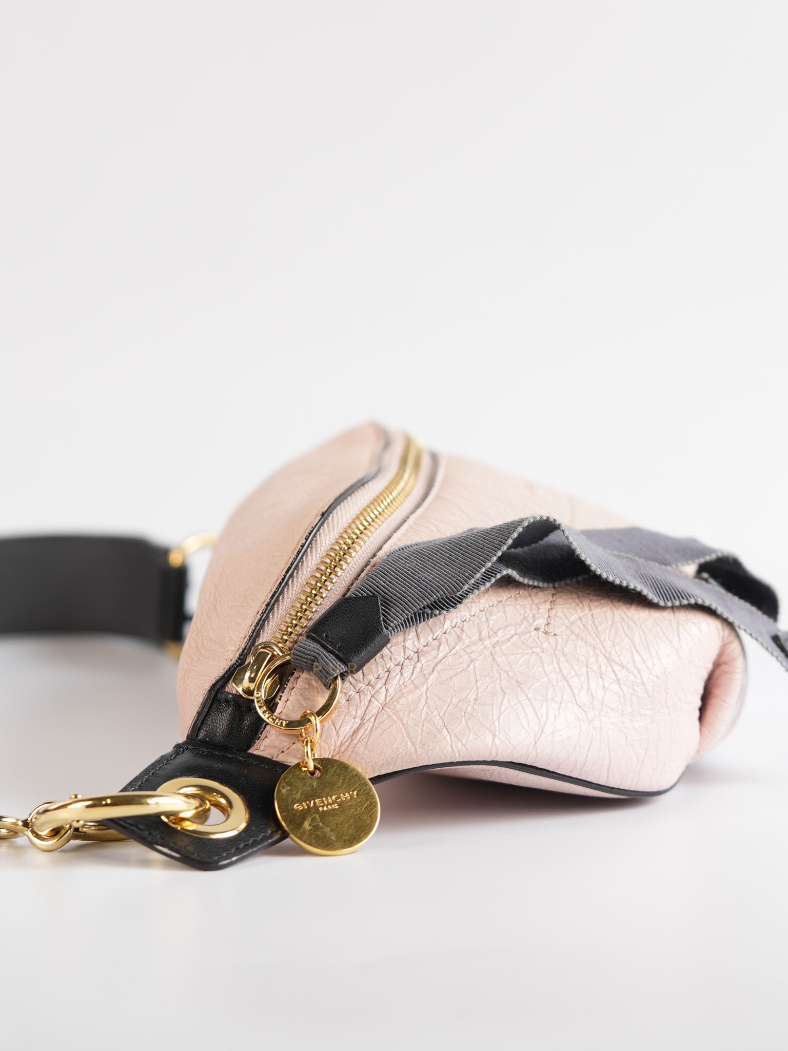 Whip Belt Bag in Light Pink Distressed Calfskin Leather | Purse Maison Luxury Bags Shop