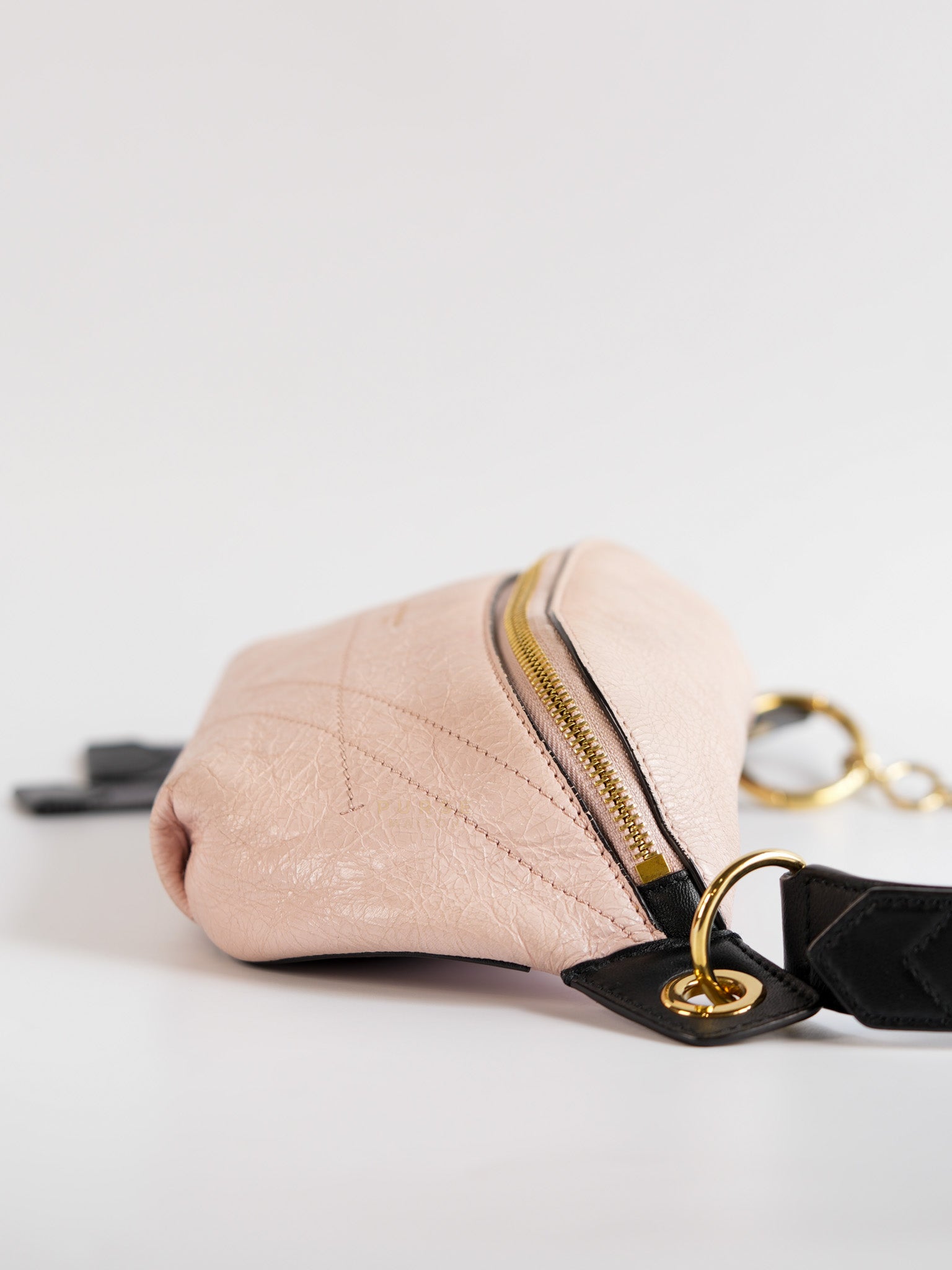 Whip Belt Bag in Light Pink Distressed Calfskin Leather | Purse Maison Luxury Bags Shop