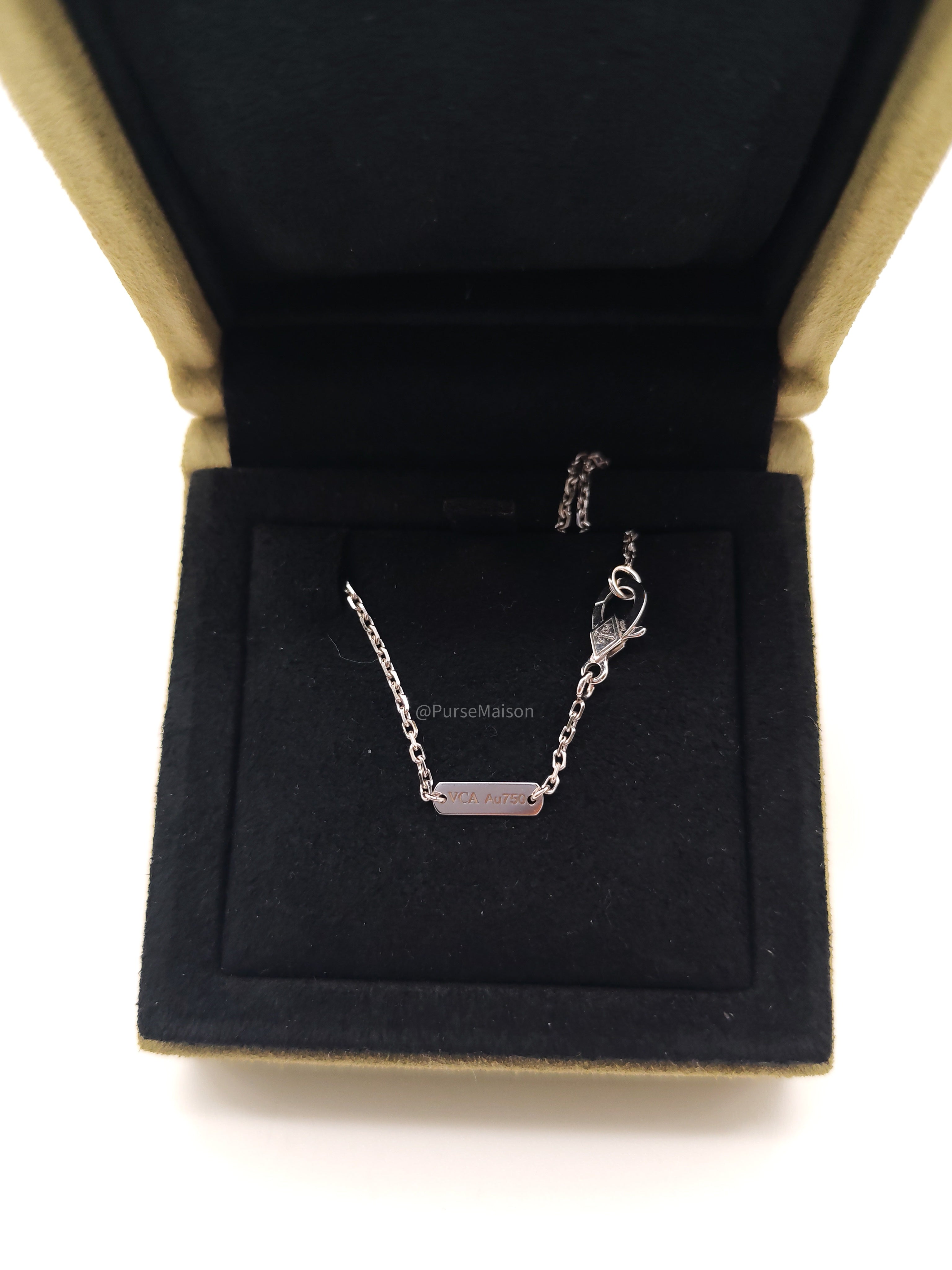 Van Cleef & Arpels Vintage Alhambra White MOP Pendant in 18k White Gold Necklace (2023)