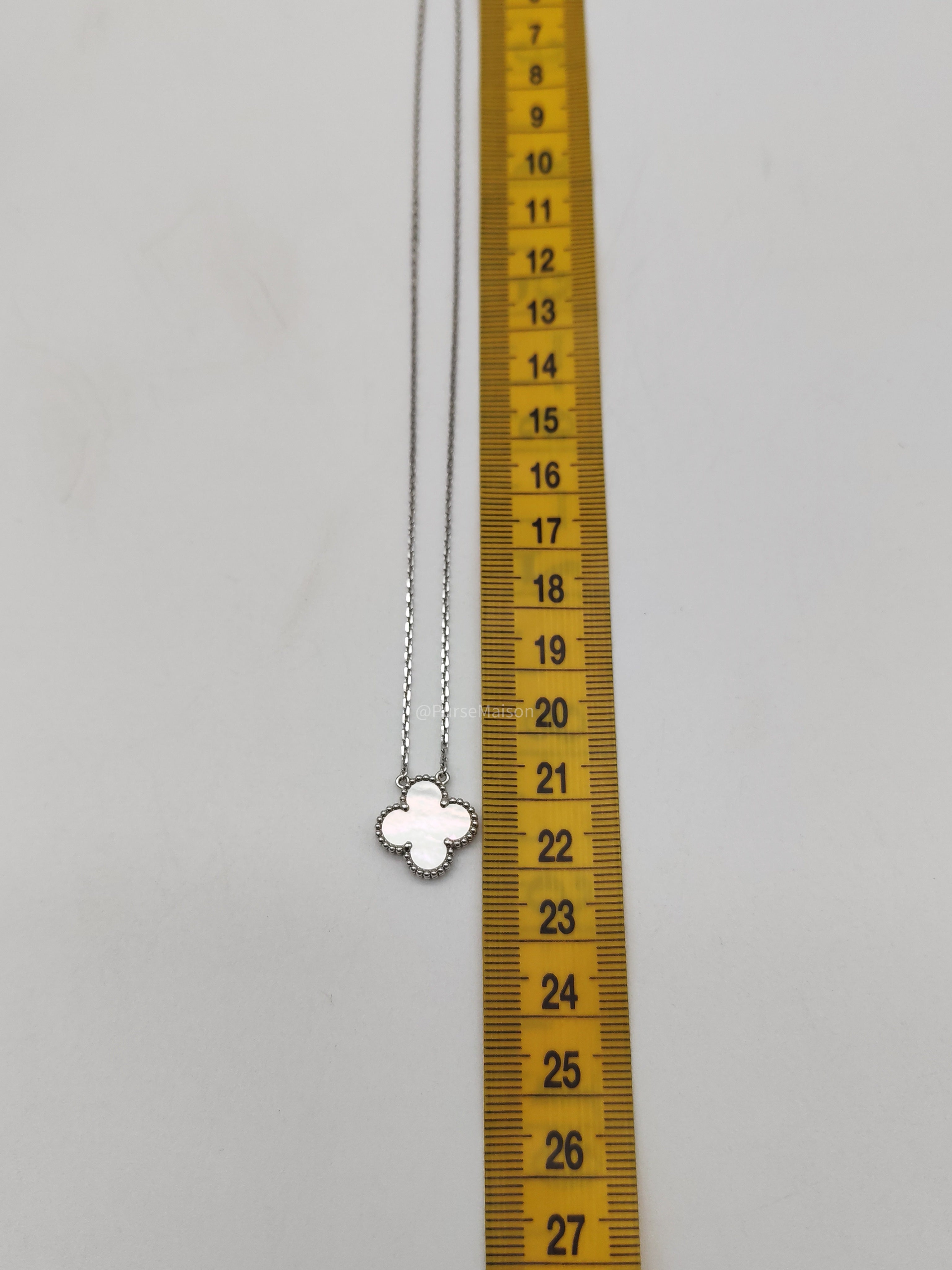 Van Cleef & Arpels Vintage Alhambra White MOP Pendant in 18k White Gold Necklace (2023)