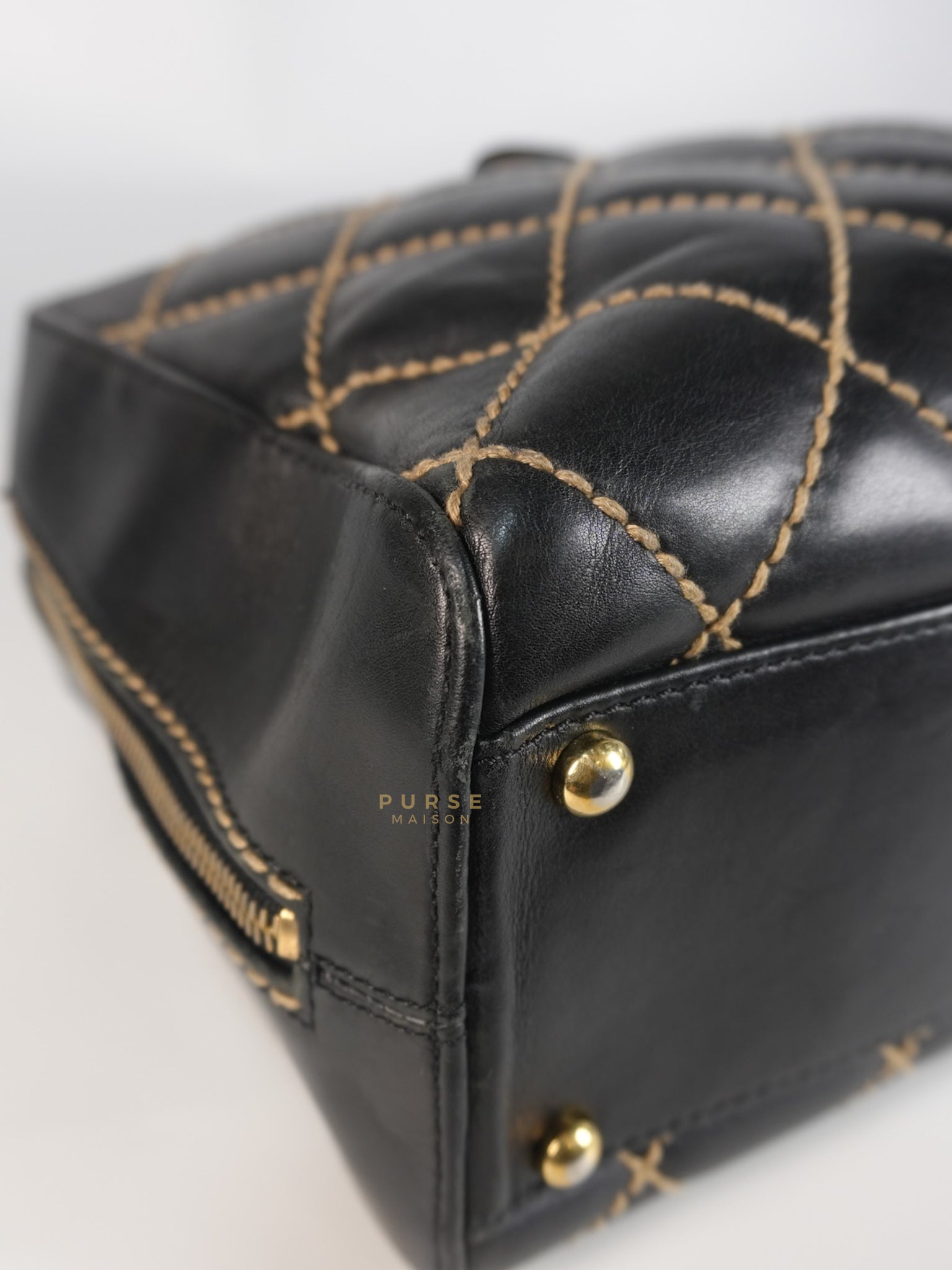 Wild Stitch Tote Bag in Black Calfskin Leather (Series 7) | Purse Maison Luxury Bags Shop