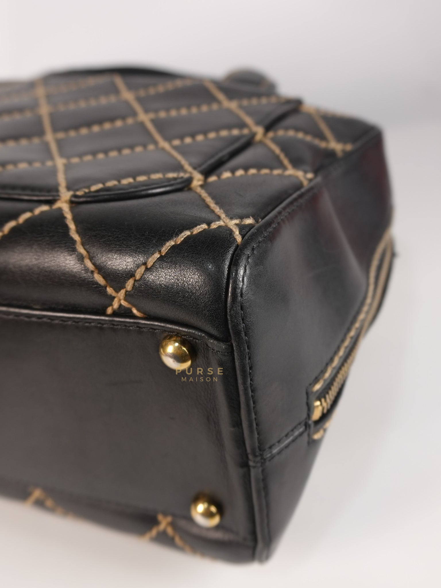Wild Stitch Tote Bag in Black Calfskin Leather (Series 7) | Purse Maison Luxury Bags Shop
