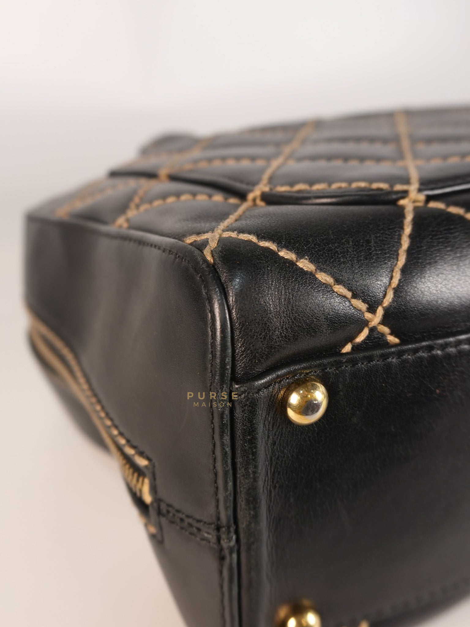 Wild Stitch Tote Bag in Black Calfskin Leather (Series 7) | Purse Maison Luxury Bags Shop