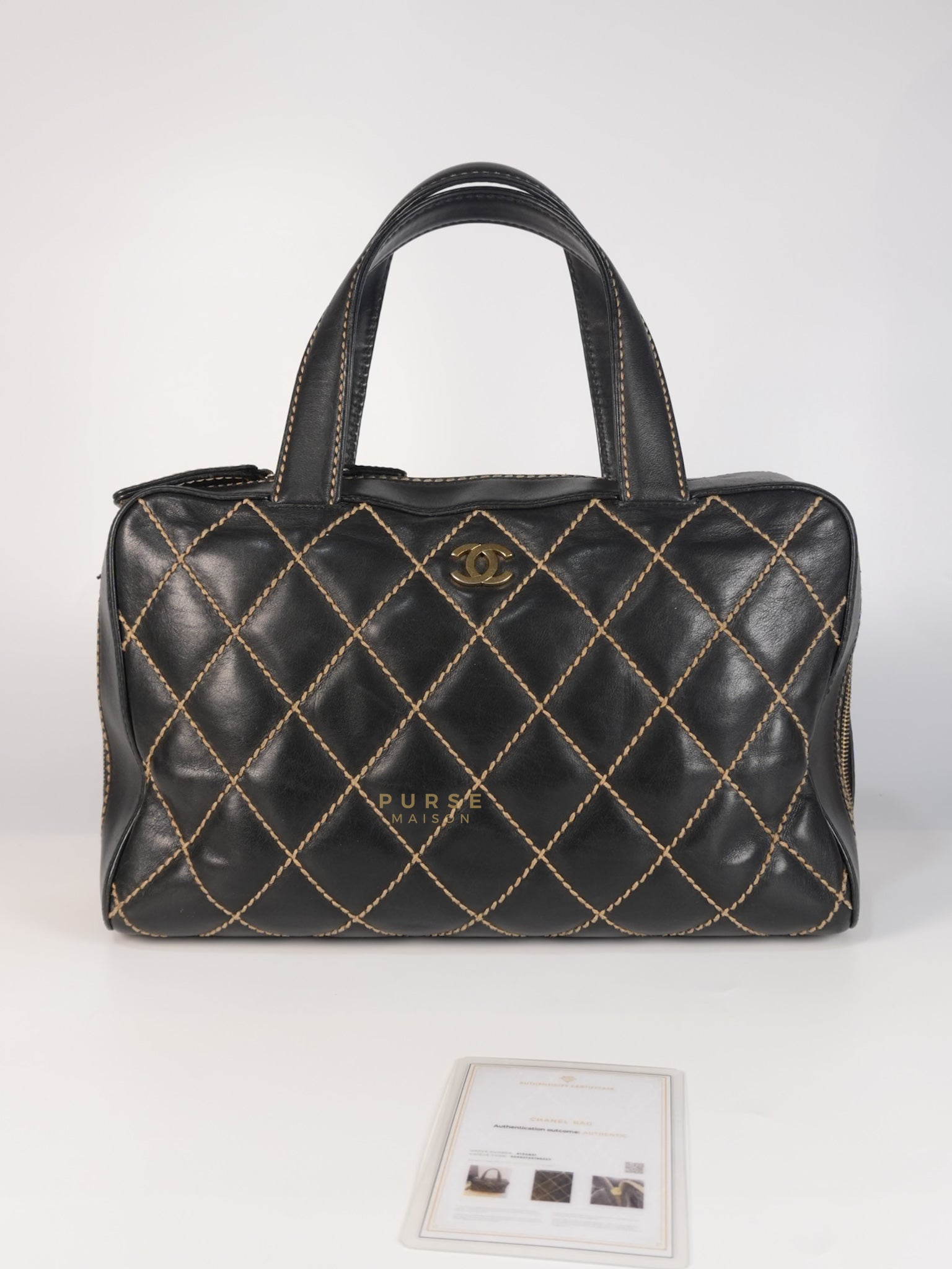 Wild Stitch Tote Bag in Black Calfskin Leather (Series 7) | Purse Maison Luxury Bags Shop