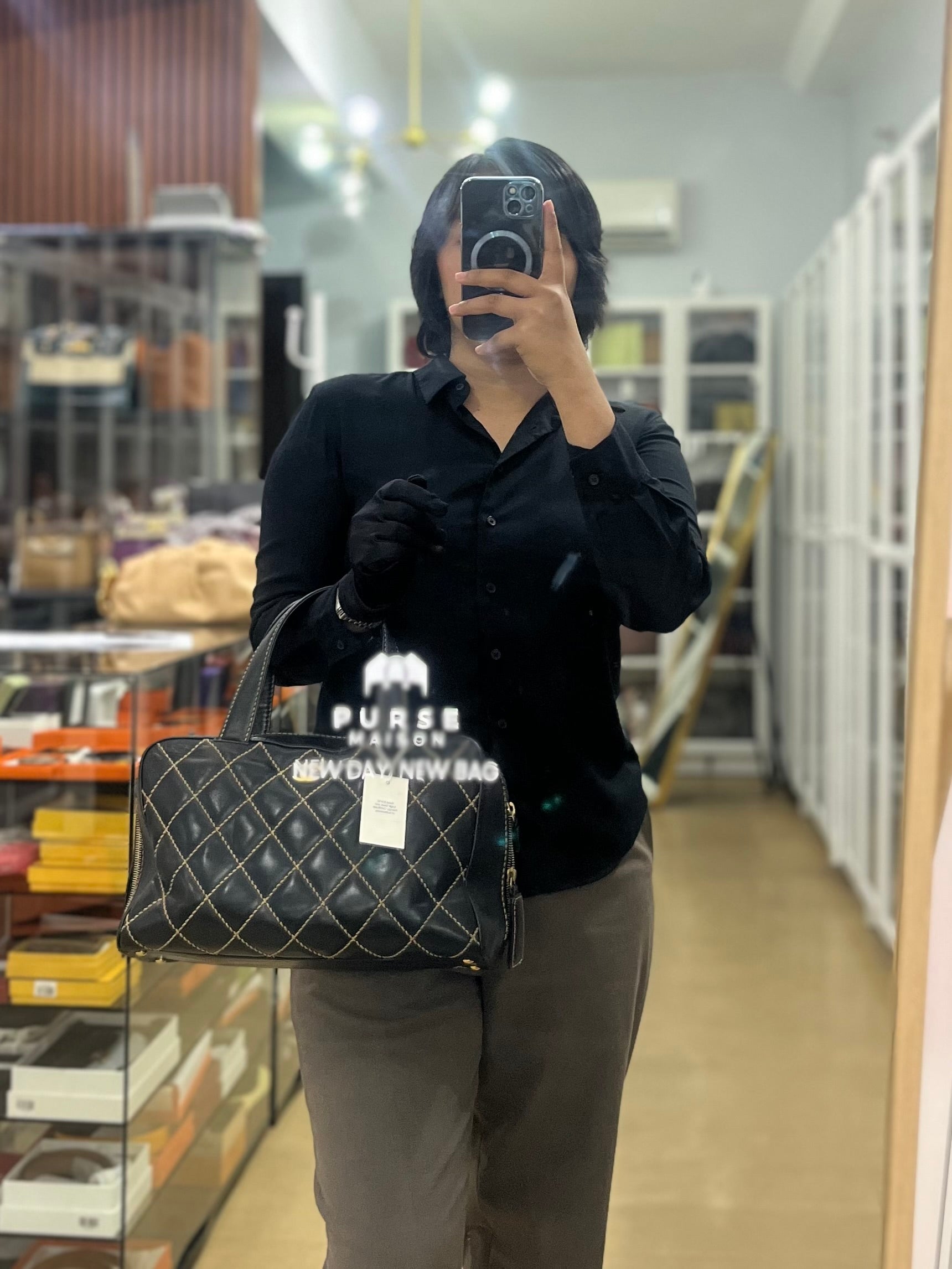 Wild Stitch Tote Bag in Black Calfskin Leather (Series 7) | Purse Maison Luxury Bags Shop