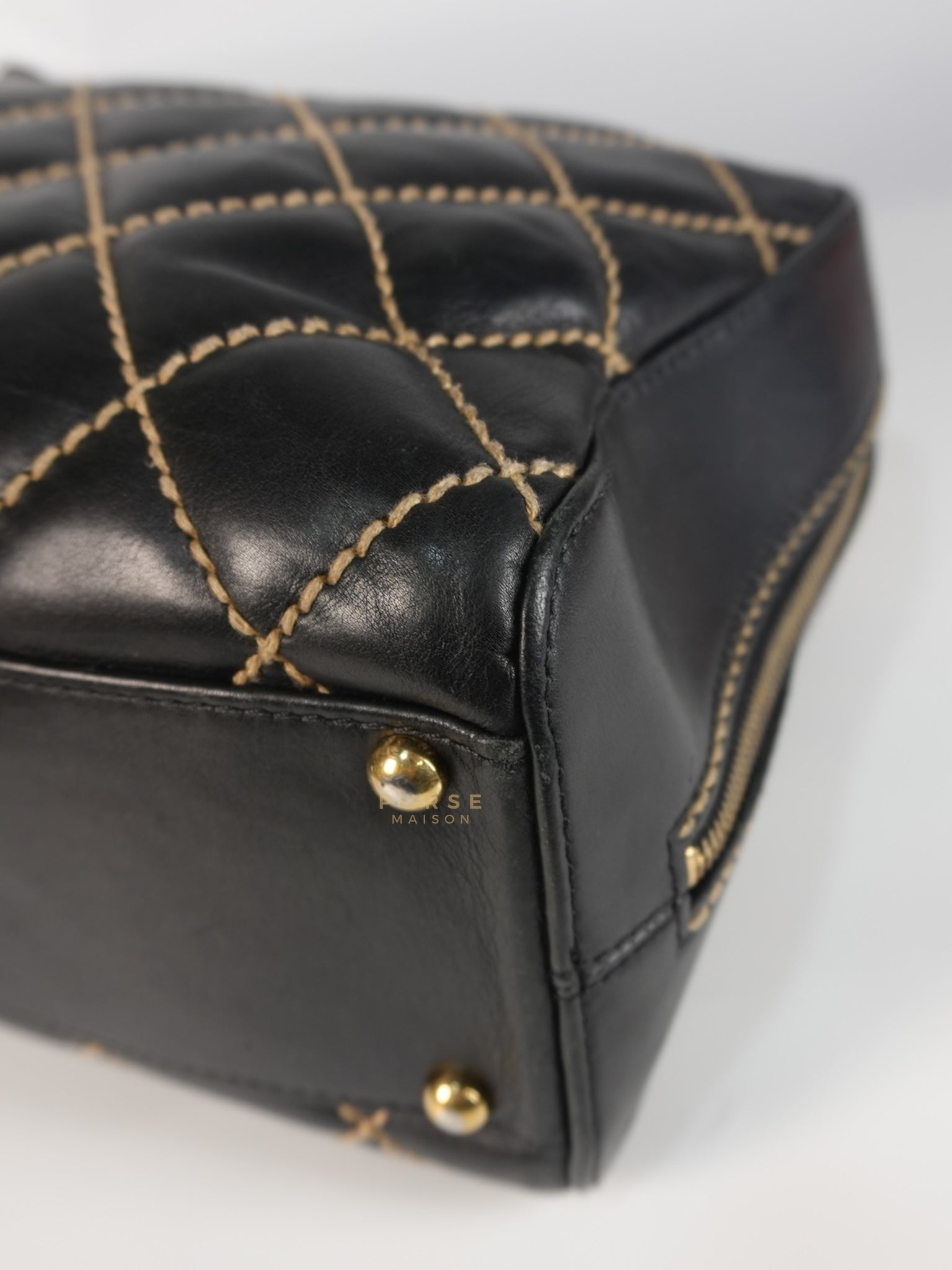 Wild Stitch Tote Bag in Black Calfskin Leather (Series 7) | Purse Maison Luxury Bags Shop