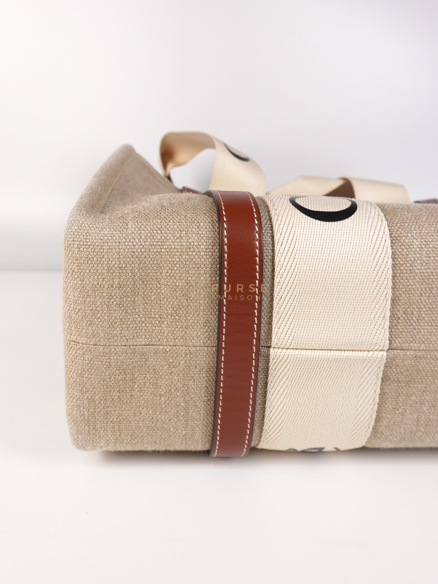 Woody Canvas & Calf Leather Tote Bag Medium | Purse Maison Luxury Bags Shop