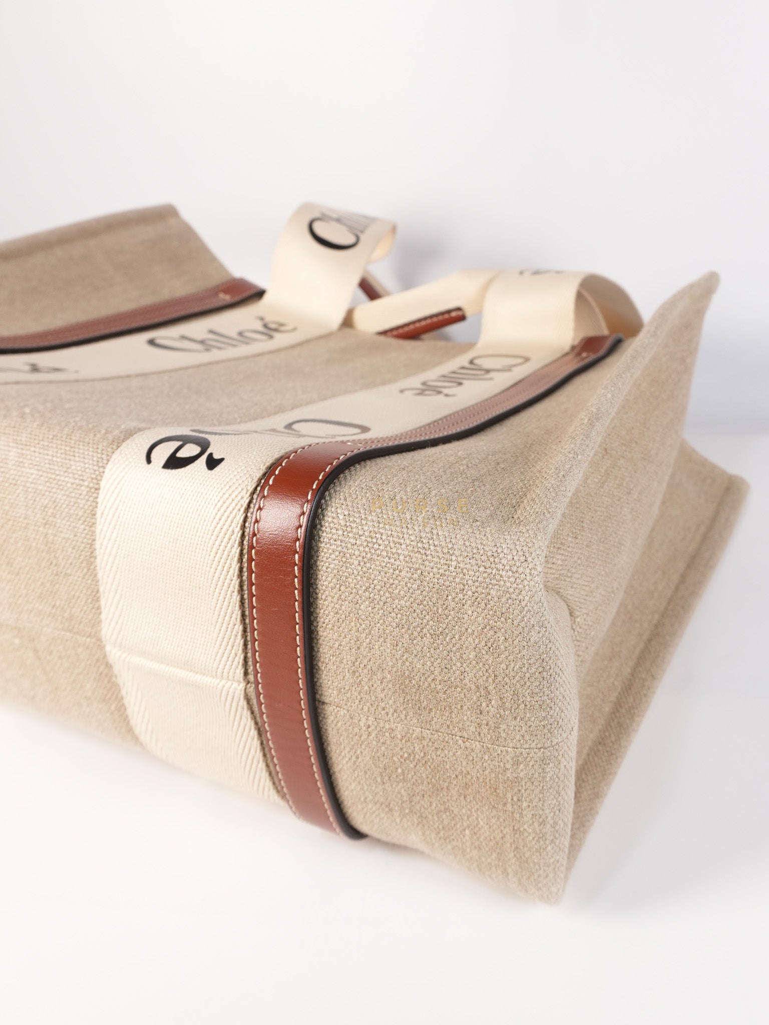 Woody Canvas & Calf Leather Tote Bag Medium | Purse Maison Luxury Bags Shop