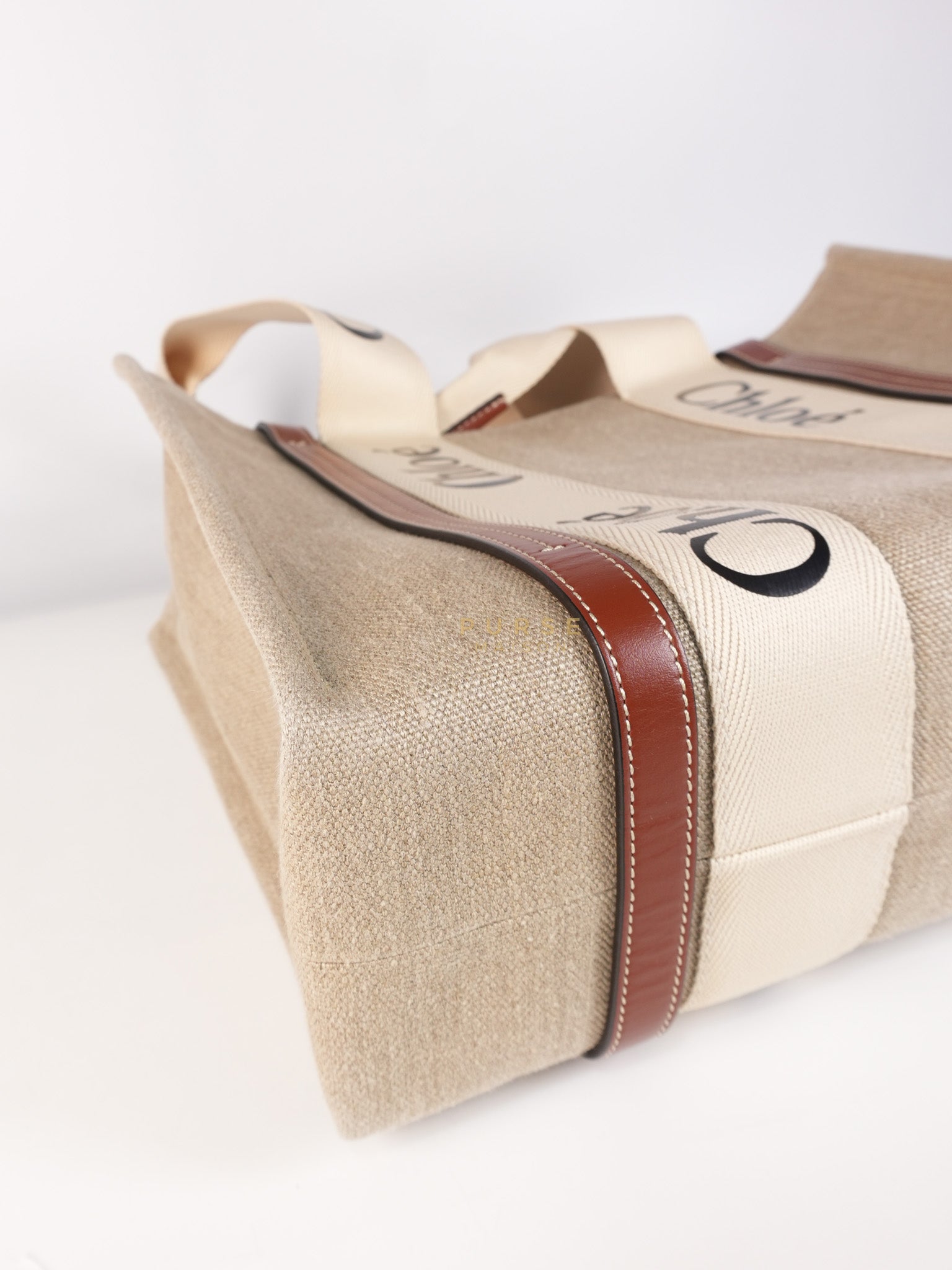 Woody Canvas & Calf Leather Tote Bag Medium | Purse Maison Luxury Bags Shop