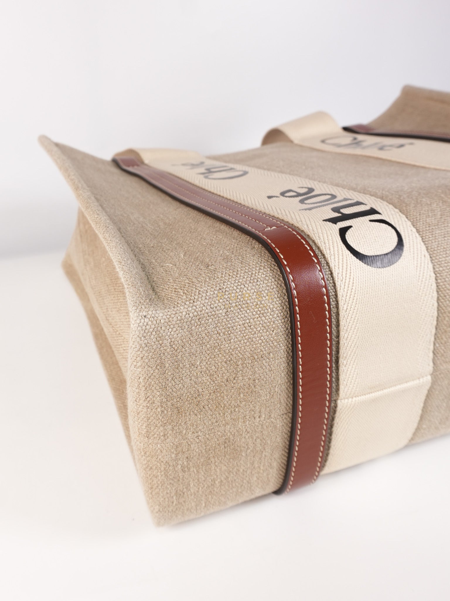 Woody Canvas & Calf Leather Tote Bag Medium | Purse Maison Luxury Bags Shop