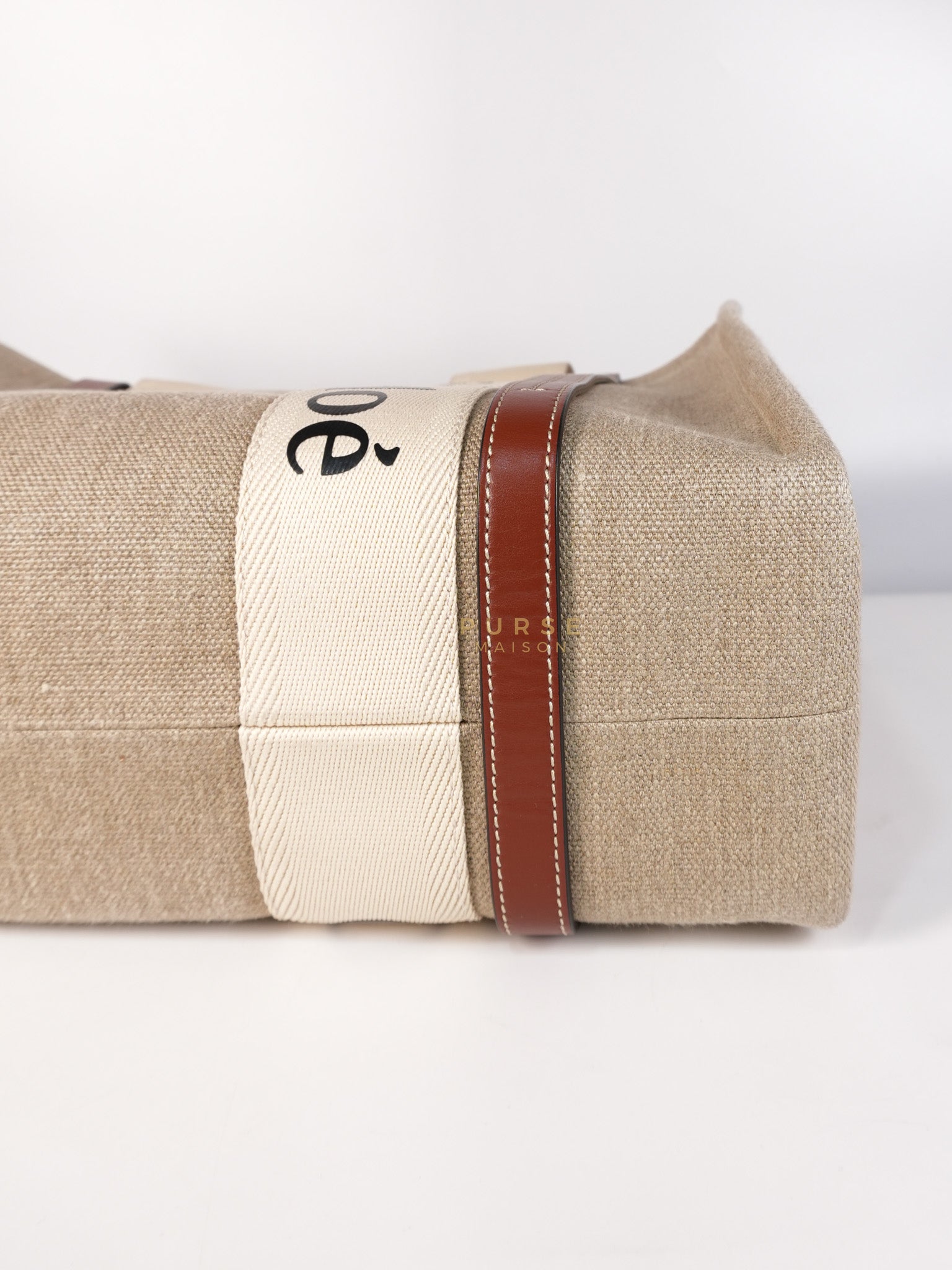 Woody Canvas & Calf Leather Tote Bag Medium | Purse Maison Luxury Bags Shop