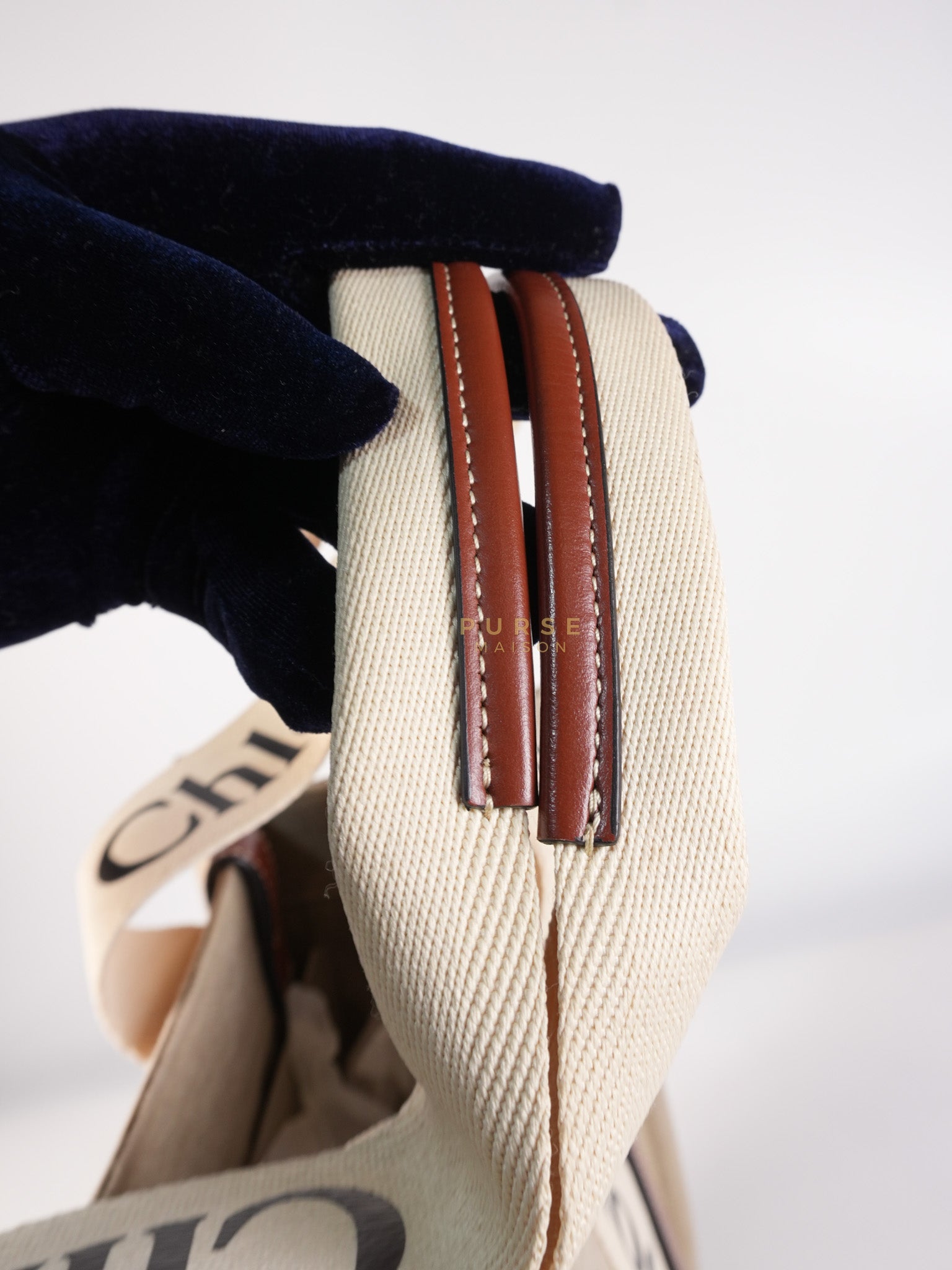 Woody Canvas & Calf Leather Tote Bag Medium | Purse Maison Luxury Bags Shop