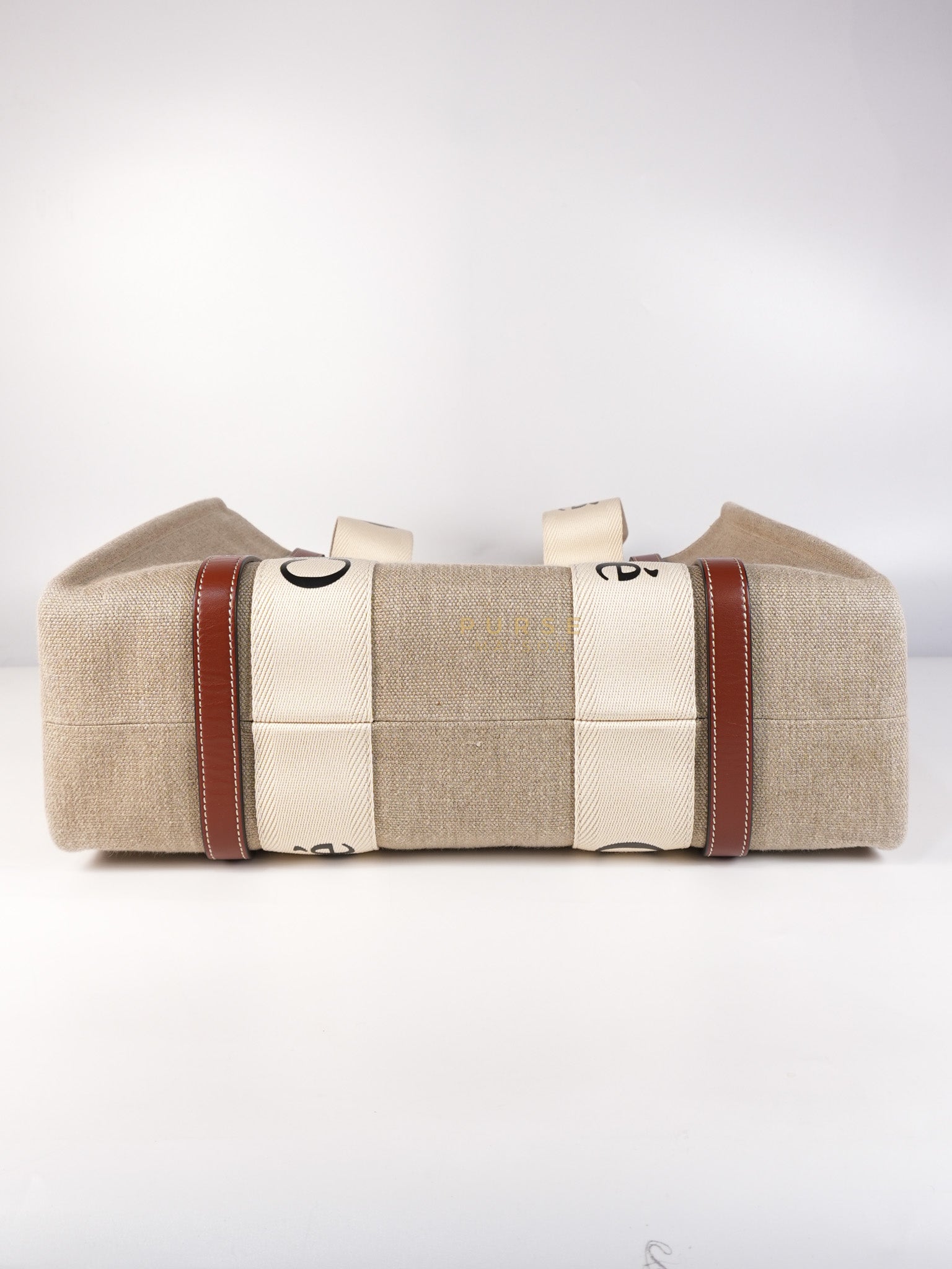 Woody Canvas & Calf Leather Tote Bag Medium | Purse Maison Luxury Bags Shop