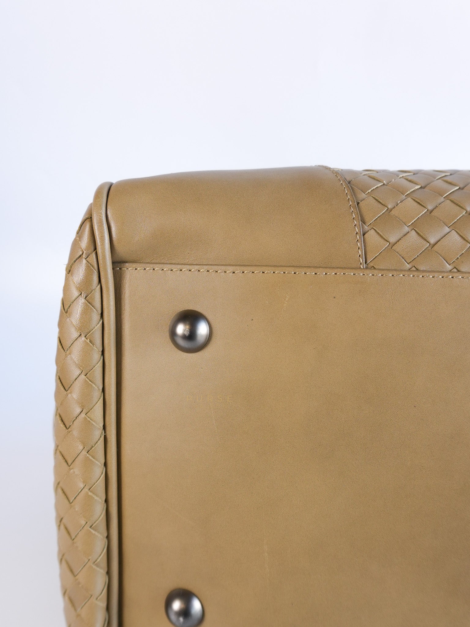 Woven Intrecciato Light Brown Nappa Duffel Bag | Purse Maison Luxury Bags Shop