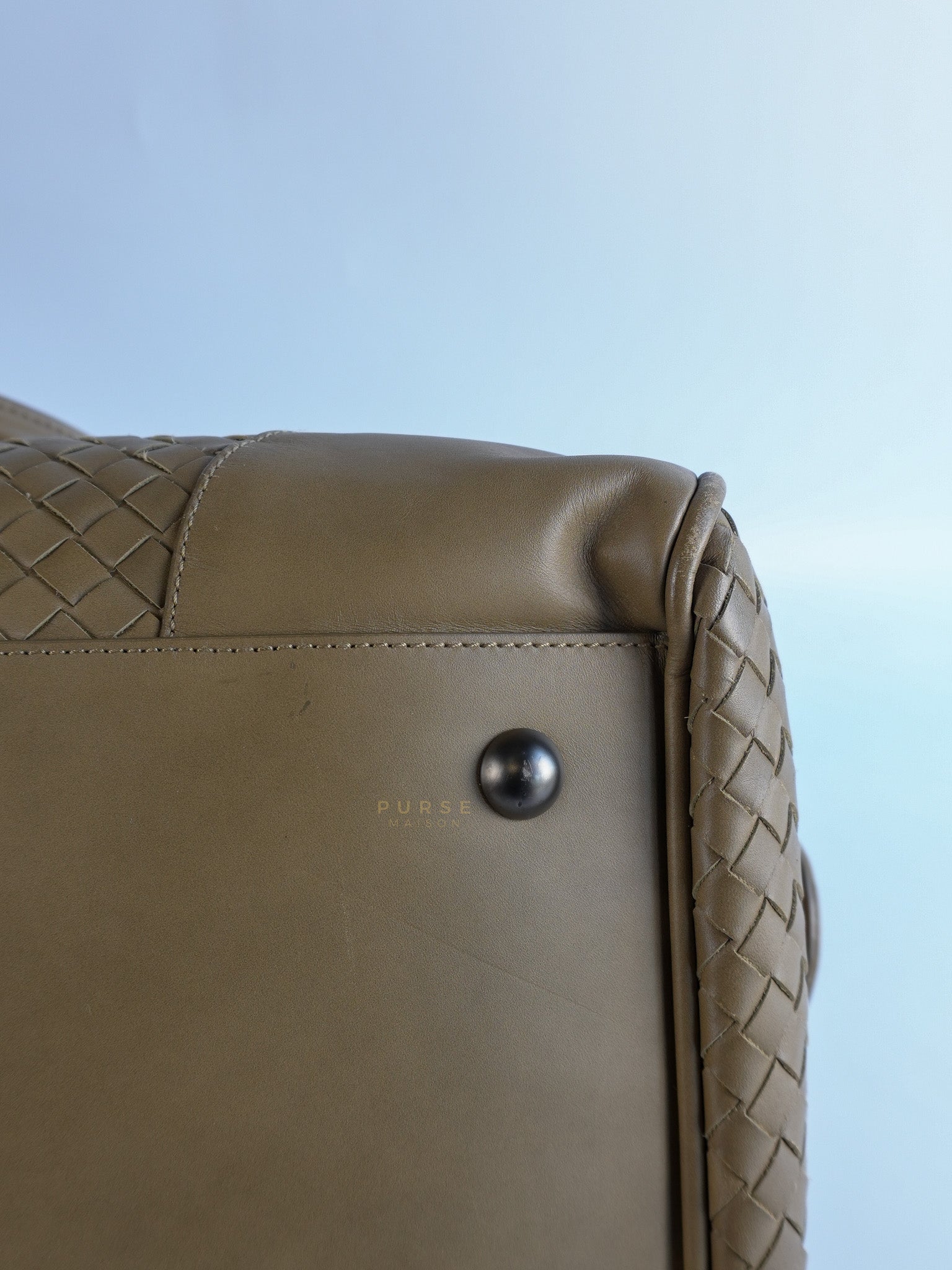 Woven Intrecciato Light Brown Nappa Duffel Bag | Purse Maison Luxury Bags Shop