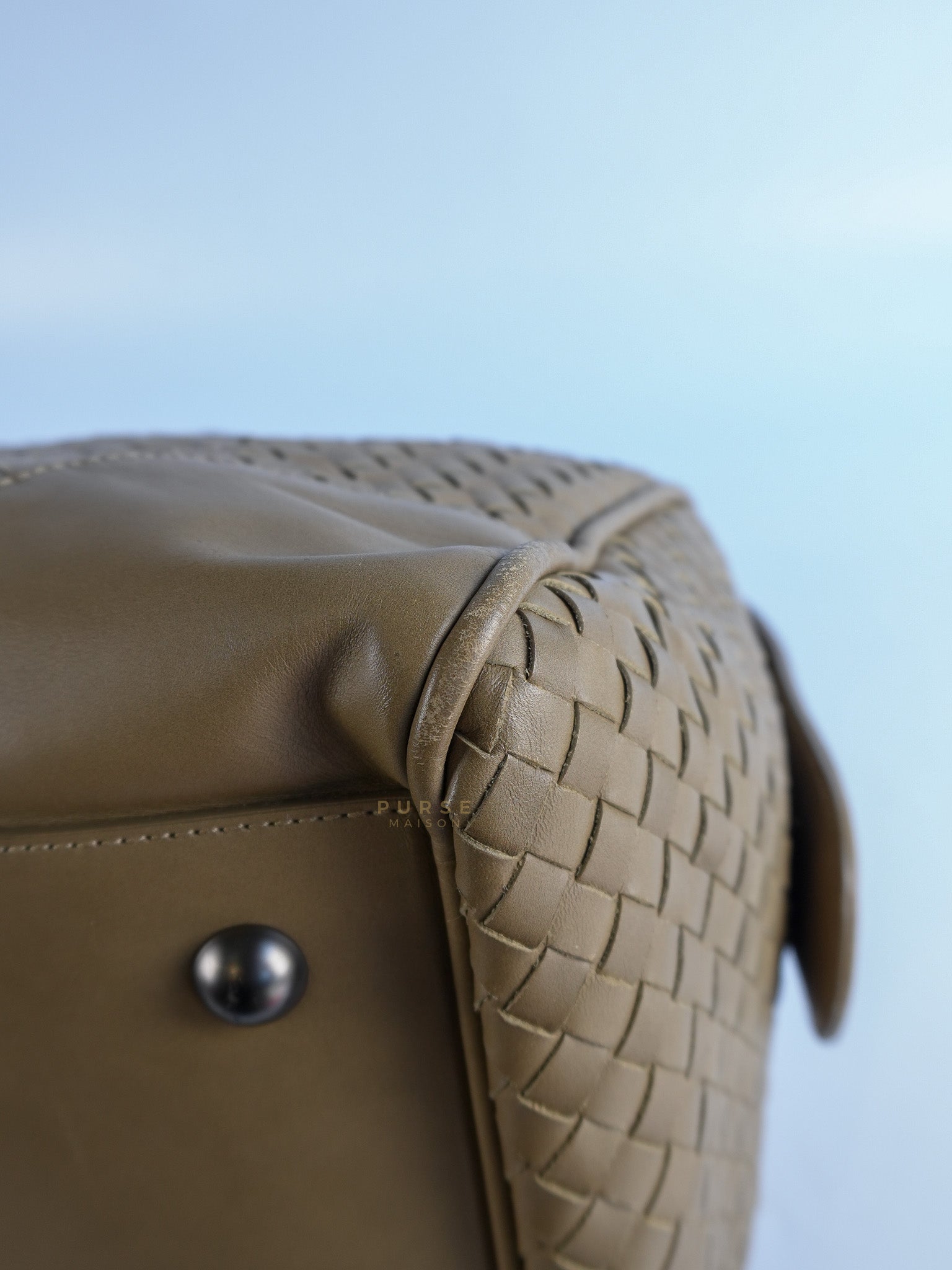 Woven Intrecciato Light Brown Nappa Duffel Bag | Purse Maison Luxury Bags Shop