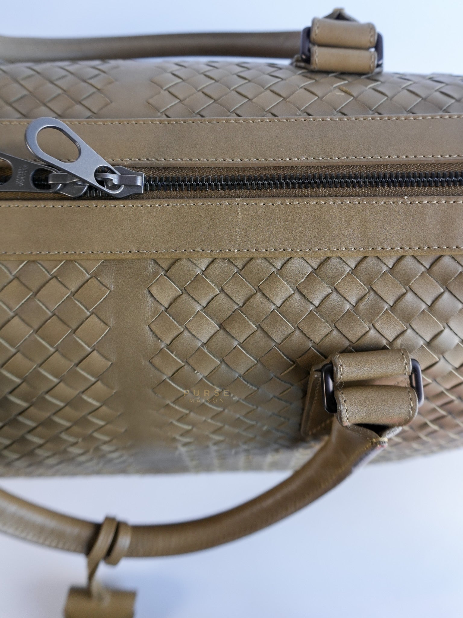Woven Intrecciato Light Brown Nappa Duffel Bag | Purse Maison Luxury Bags Shop