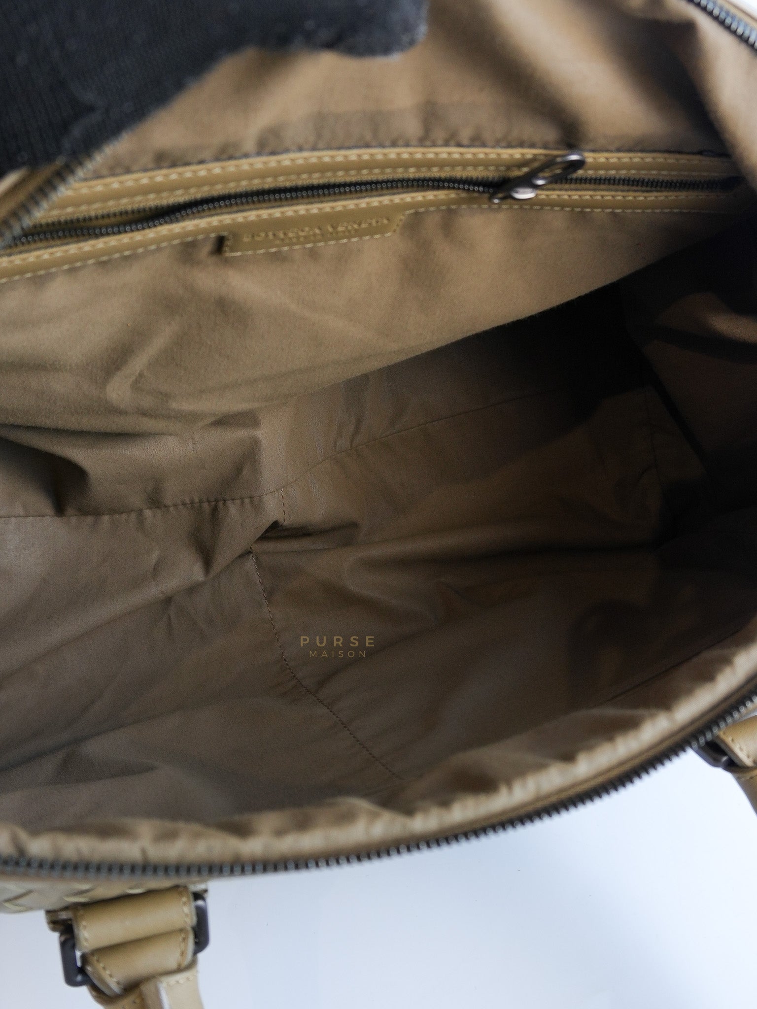 Woven Intrecciato Light Brown Nappa Duffel Bag | Purse Maison Luxury Bags Shop