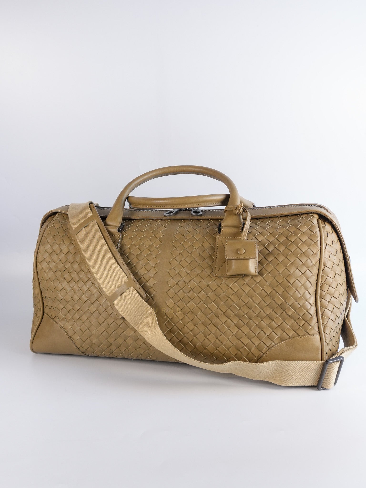 Woven Intrecciato Light Brown Nappa Duffel Bag | Purse Maison Luxury Bags Shop