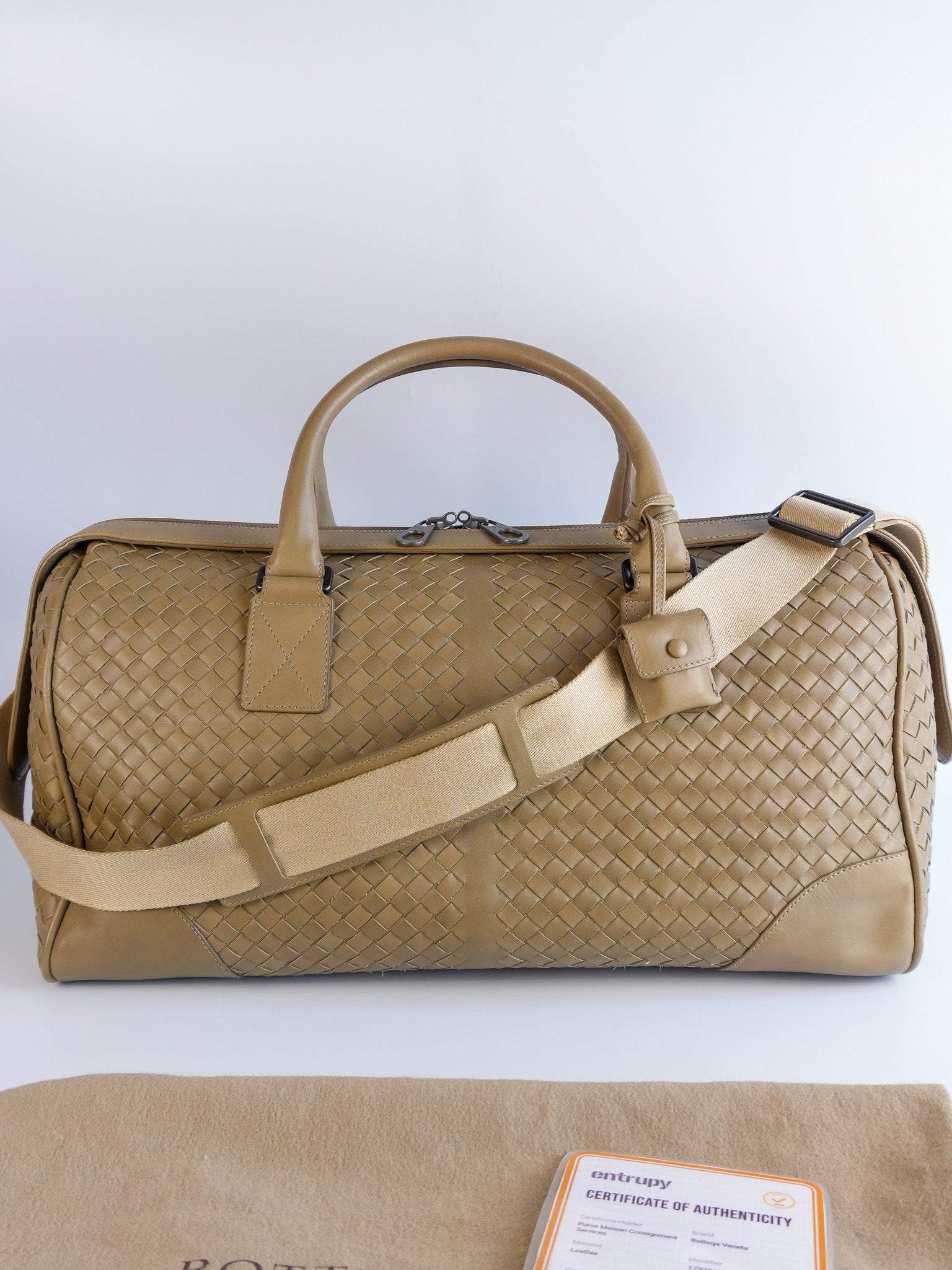 Woven Intrecciato Light Brown Nappa Duffel Bag | Purse Maison Luxury Bags Shop
