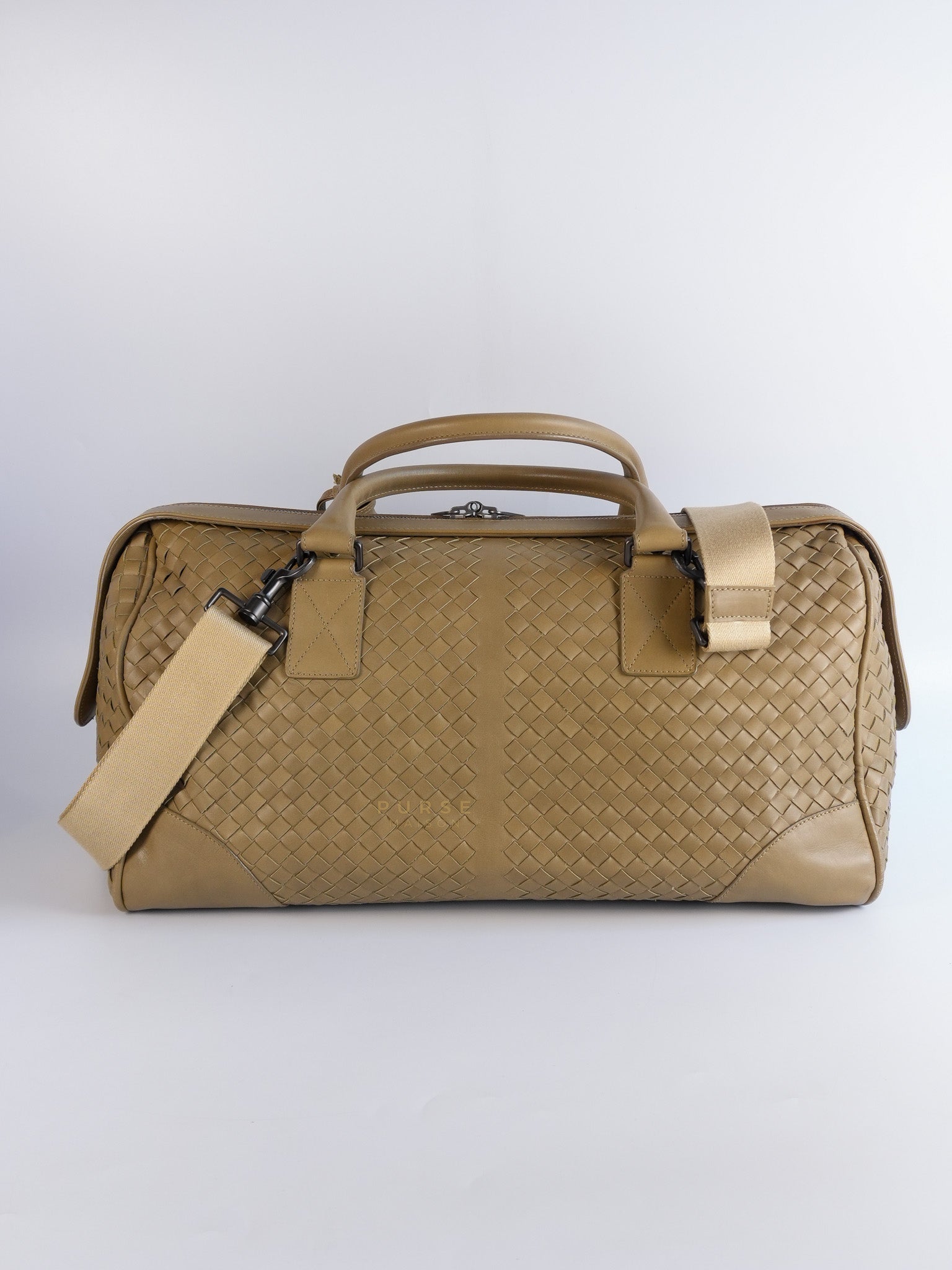 Woven Intrecciato Light Brown Nappa Duffel Bag | Purse Maison Luxury Bags Shop