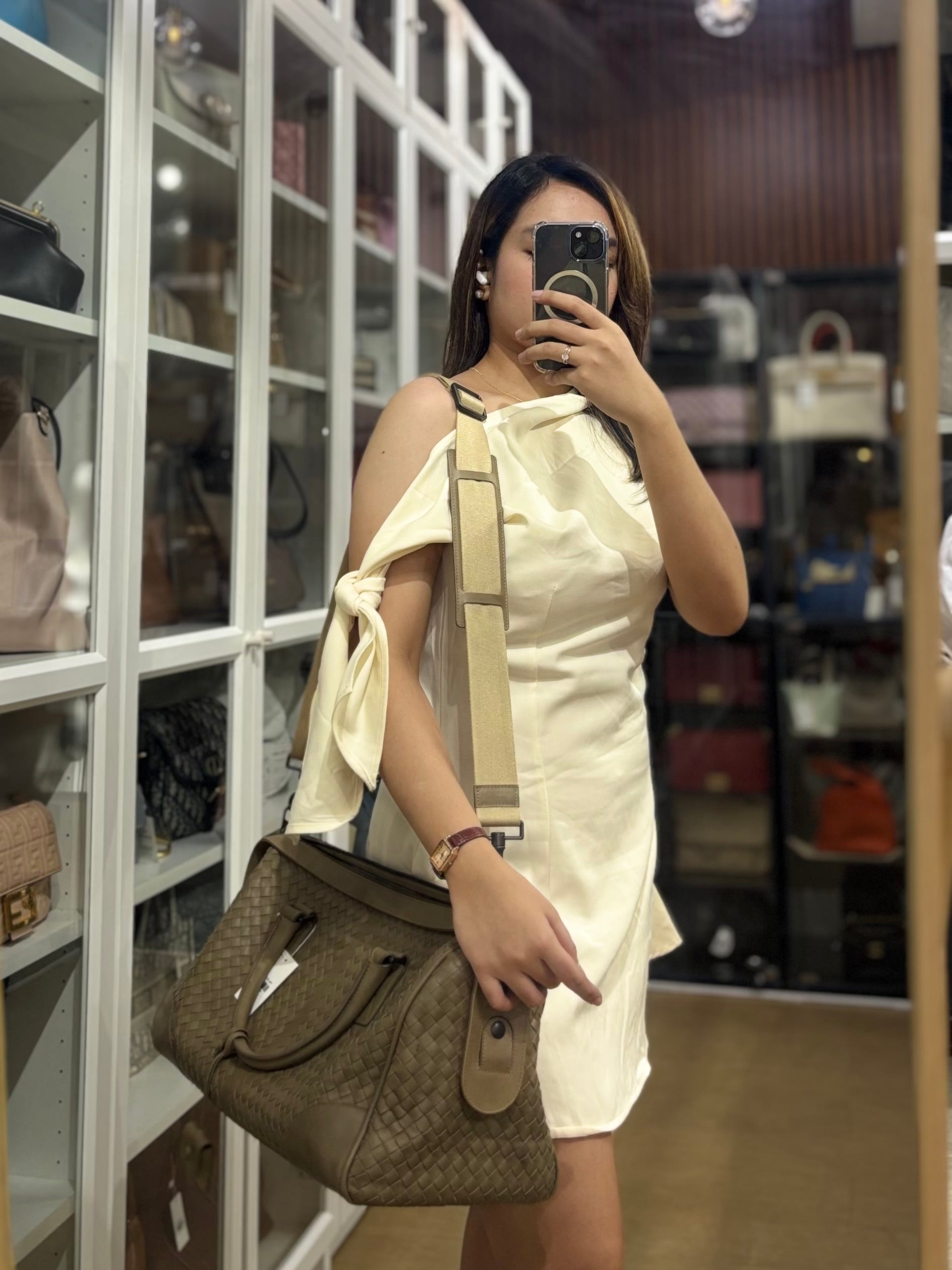 Woven Intrecciato Light Brown Nappa Duffel Bag | Purse Maison Luxury Bags Shop