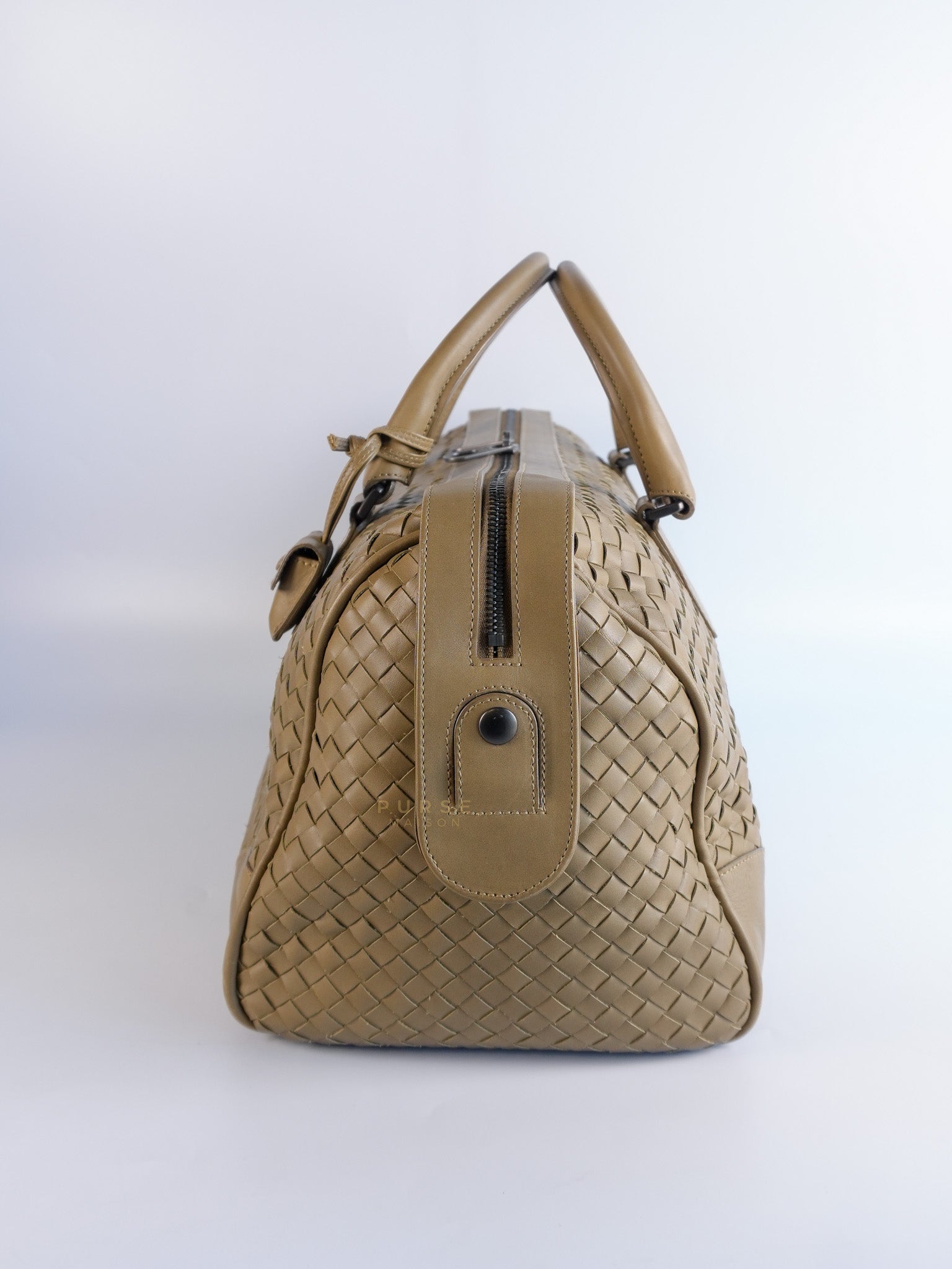 Woven Intrecciato Light Brown Nappa Duffel Bag | Purse Maison Luxury Bags Shop