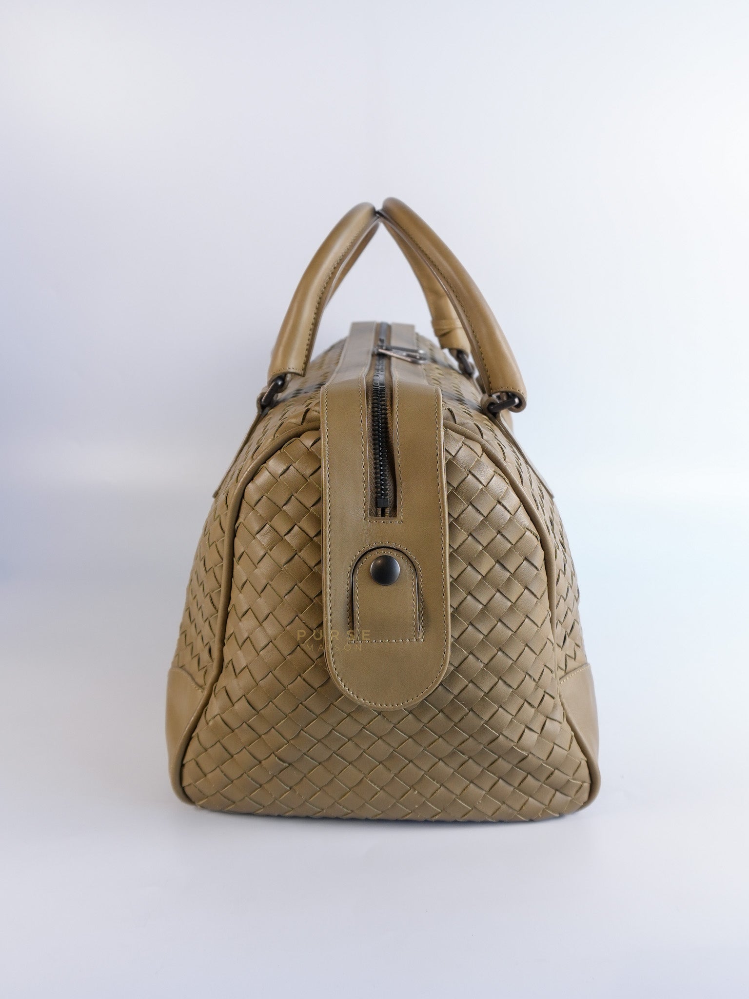 Woven Intrecciato Light Brown Nappa Duffel Bag | Purse Maison Luxury Bags Shop
