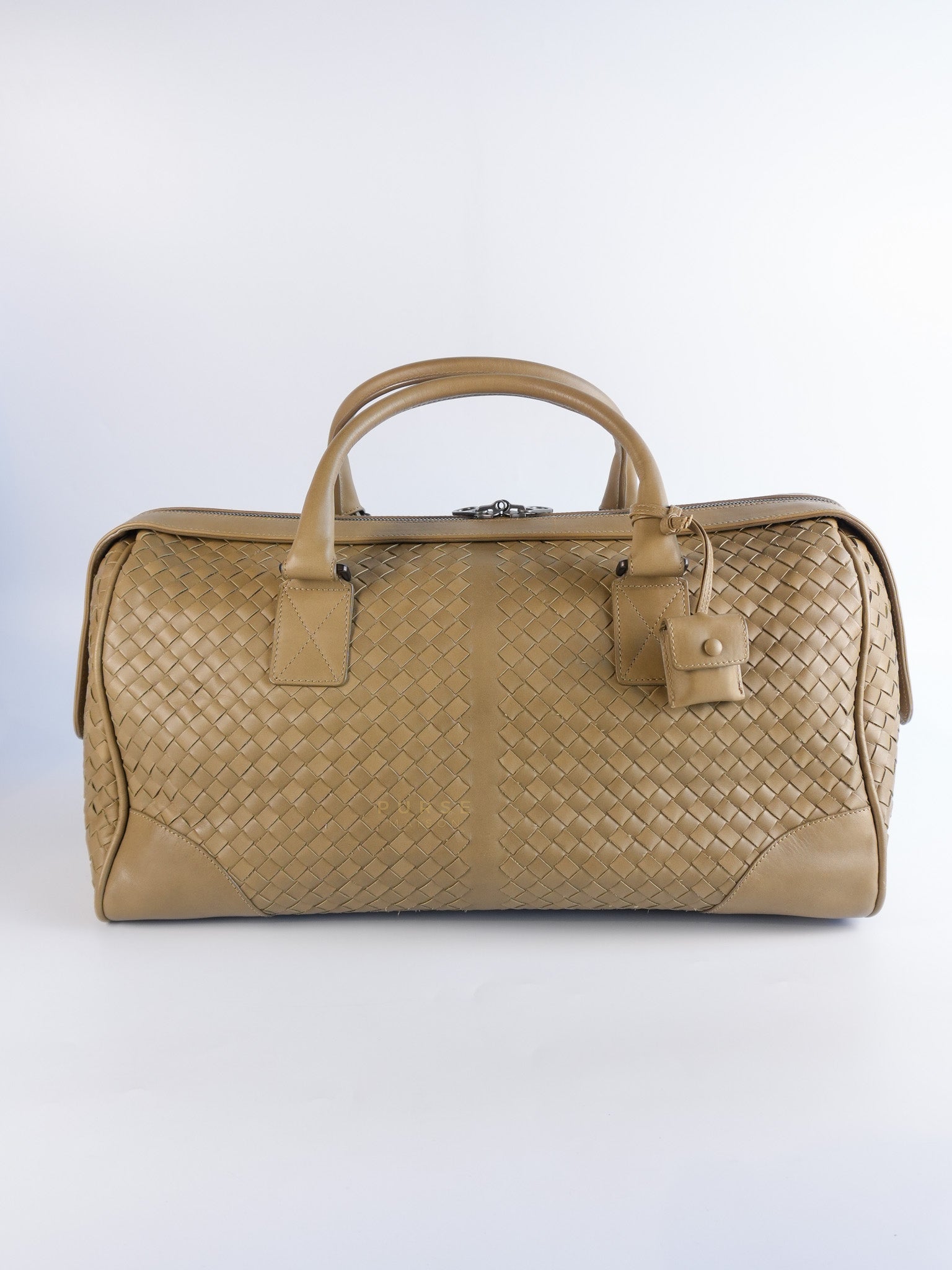 Woven Intrecciato Light Brown Nappa Duffel Bag | Purse Maison Luxury Bags Shop