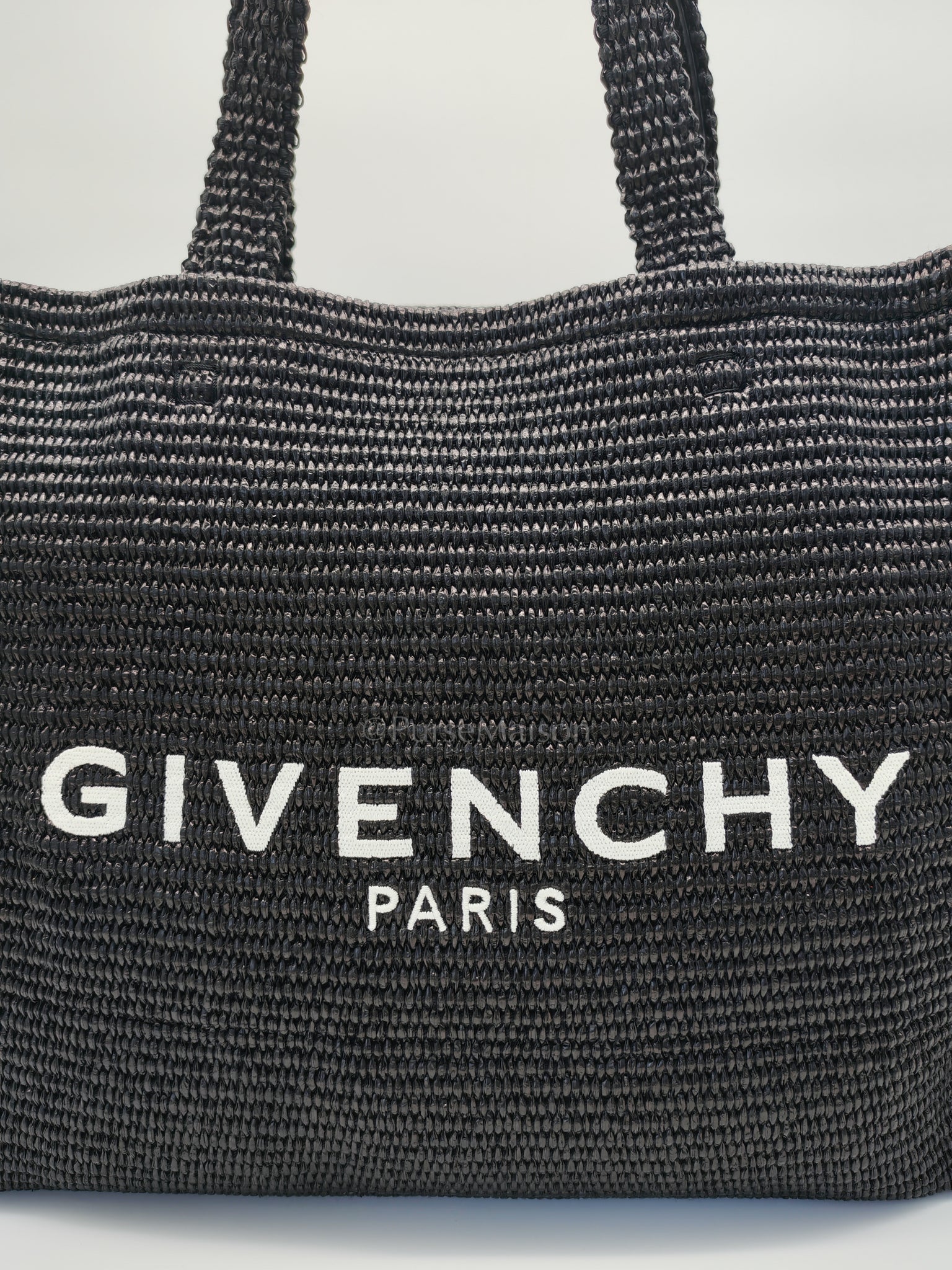 Woven Soft Raffia Medium Black Beach Tote Bag | Purse Maison Luxury Bags Shop