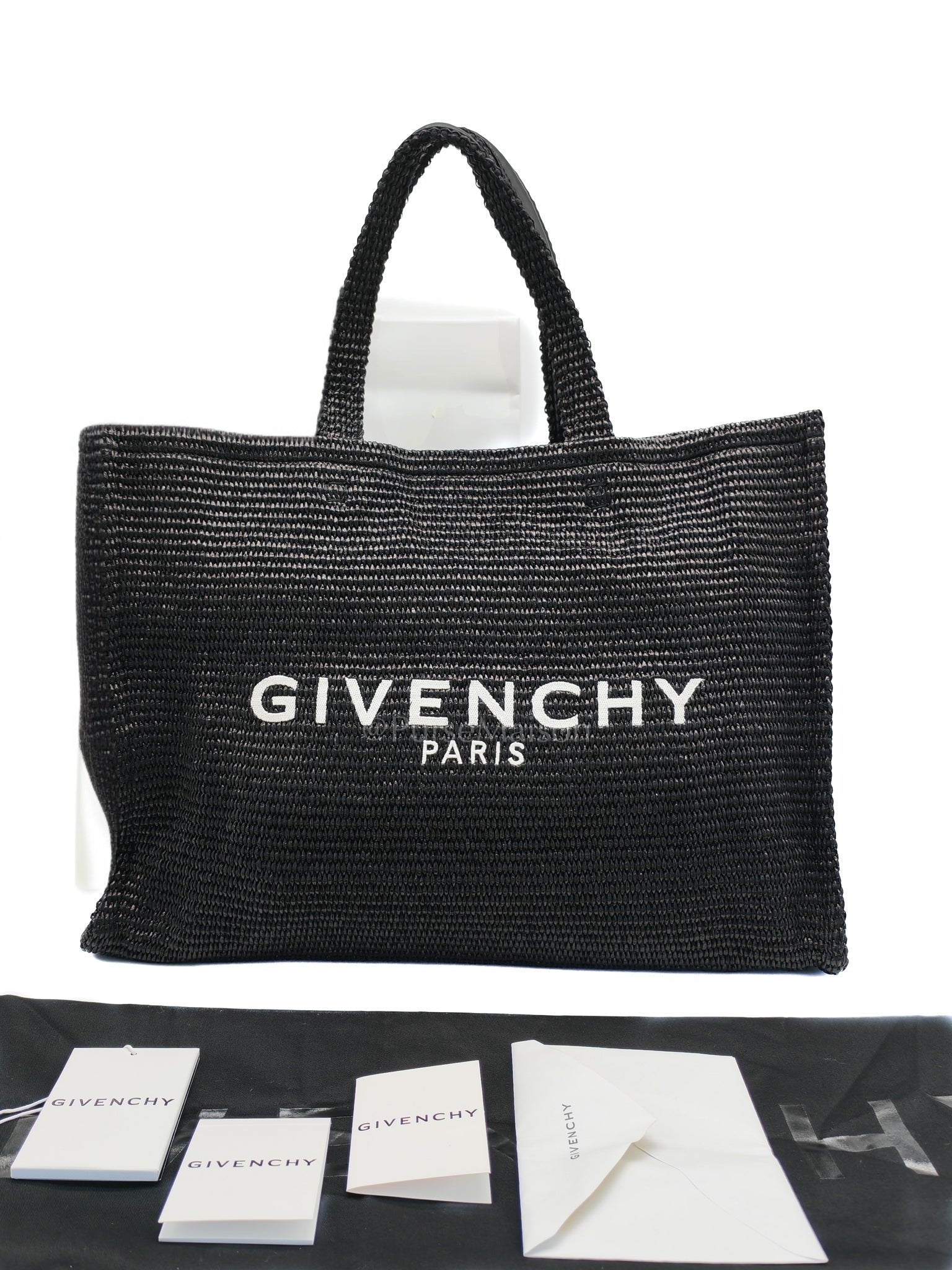 Woven Soft Raffia Medium Black Beach Tote Bag | Purse Maison Luxury Bags Shop