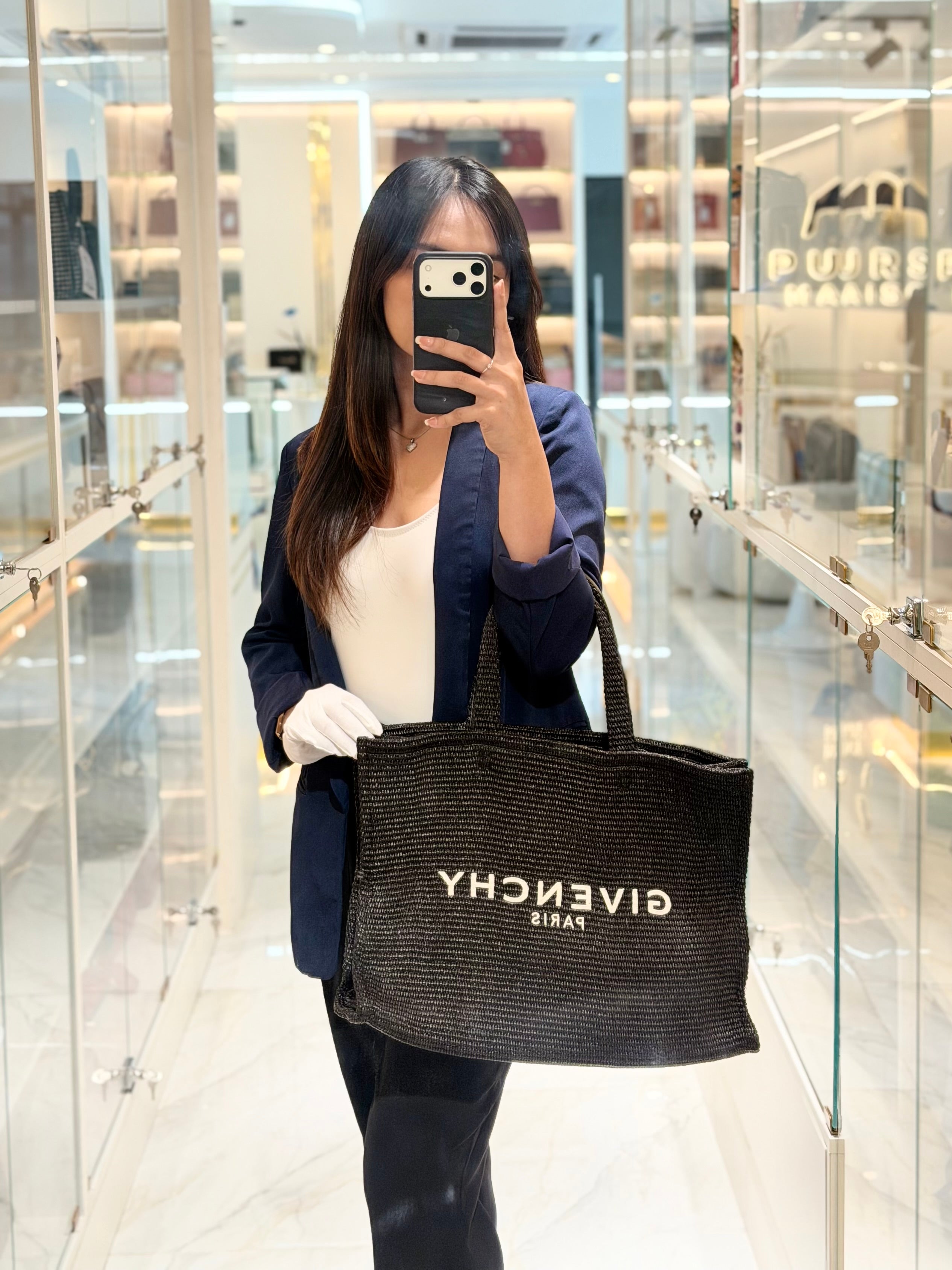Woven Soft Raffia Medium Black Beach Tote Bag | Purse Maison Luxury Bags Shop