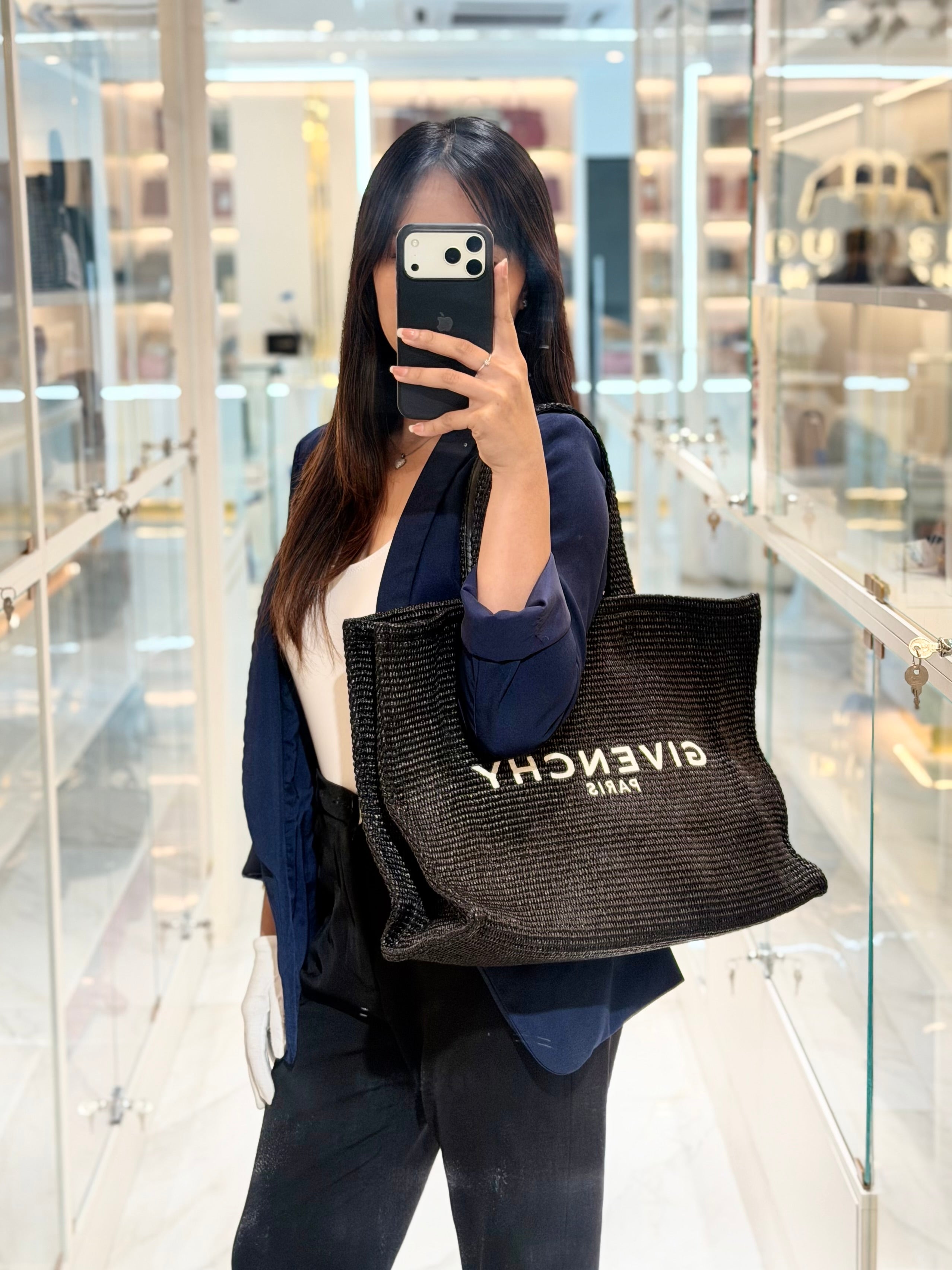 Woven Soft Raffia Medium Black Beach Tote Bag | Purse Maison Luxury Bags Shop