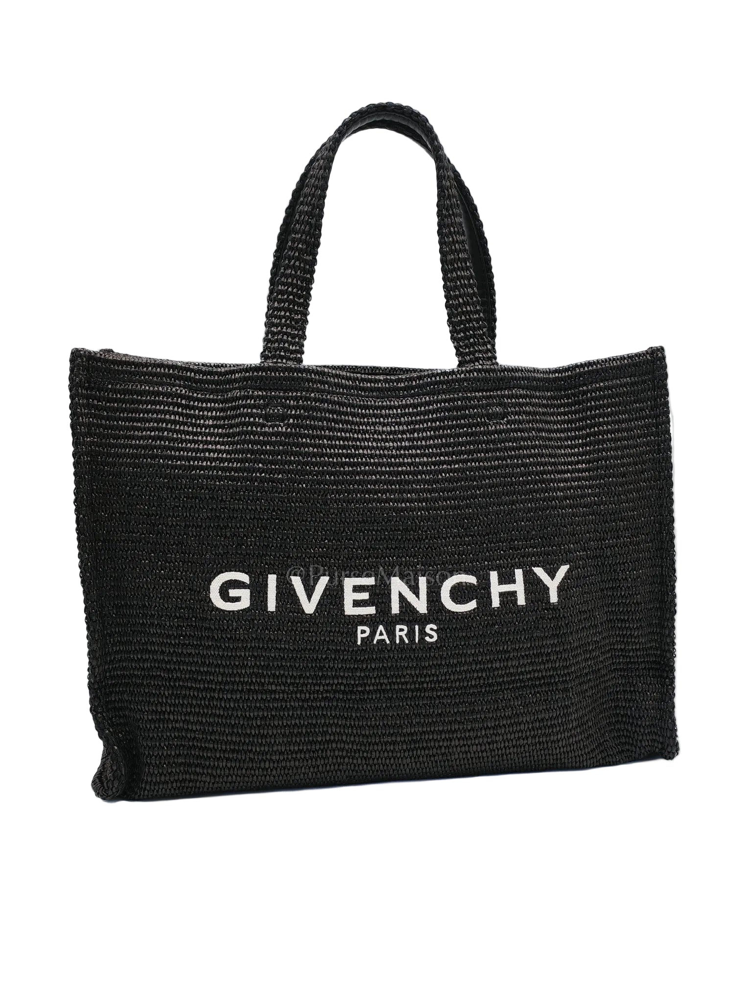 Woven Soft Raffia Medium Black Beach Tote Bag | Purse Maison Luxury Bags Shop