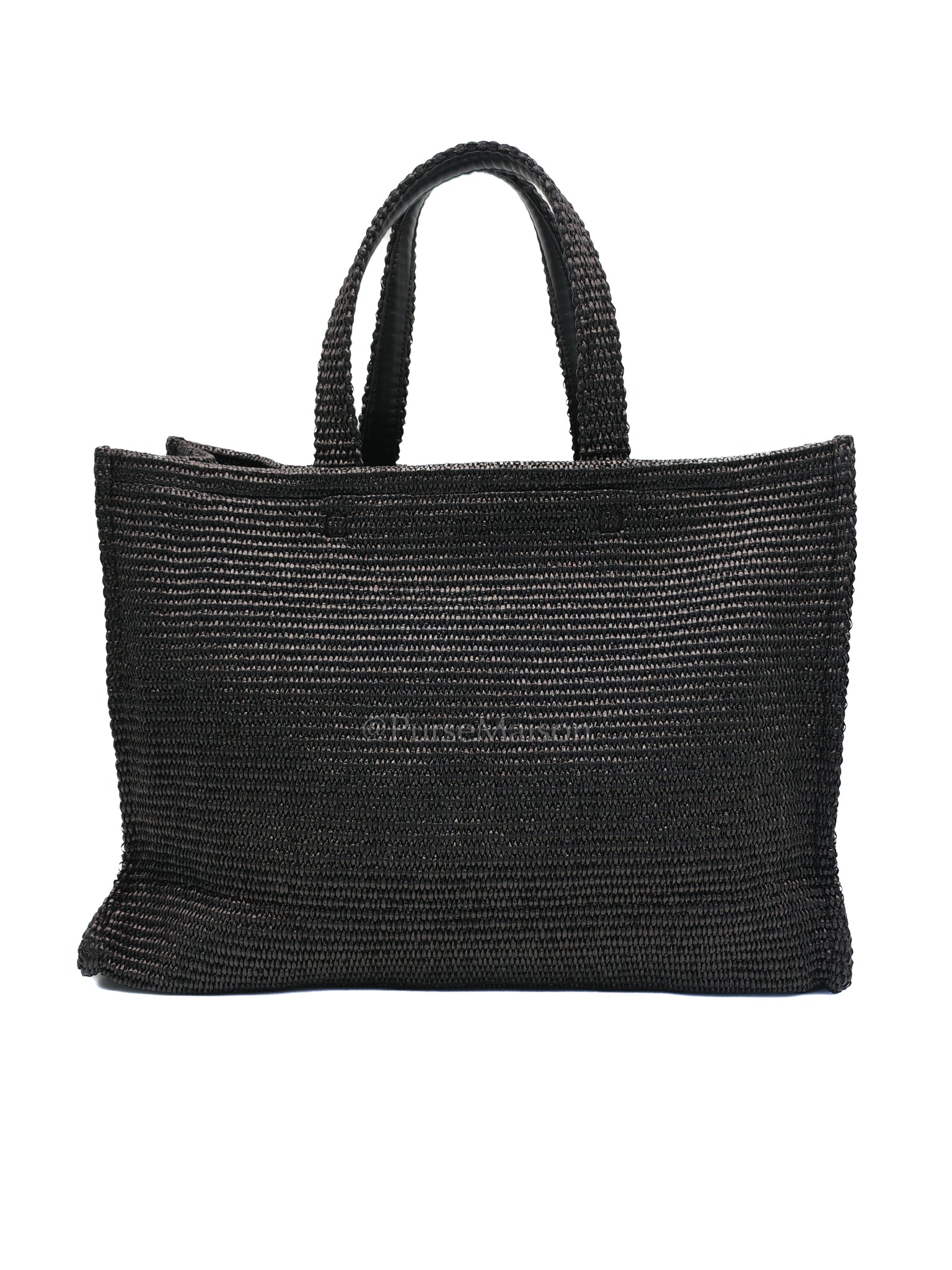 Woven Soft Raffia Medium Black Beach Tote Bag | Purse Maison Luxury Bags Shop