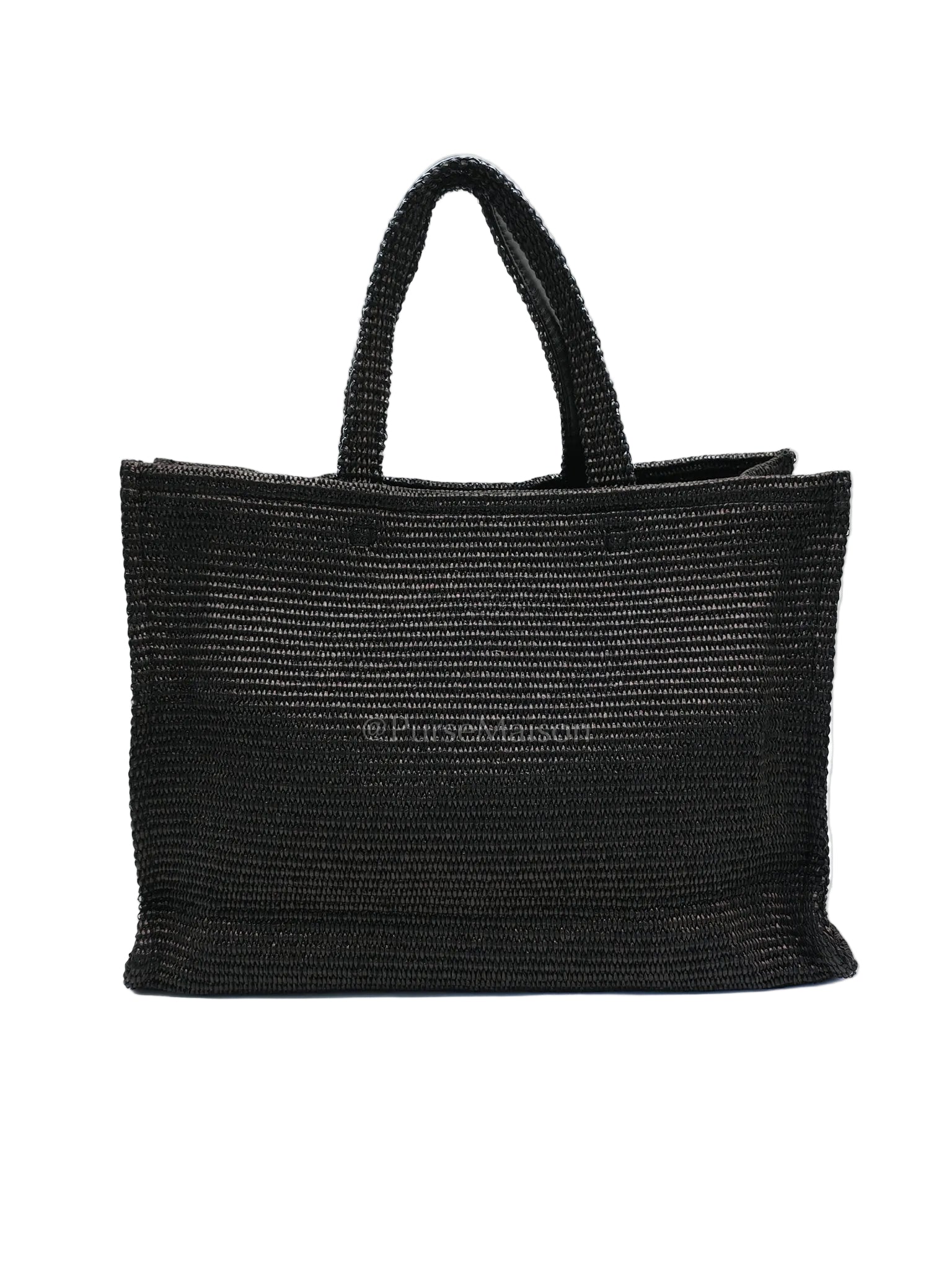 Woven Soft Raffia Medium Black Beach Tote Bag | Purse Maison Luxury Bags Shop
