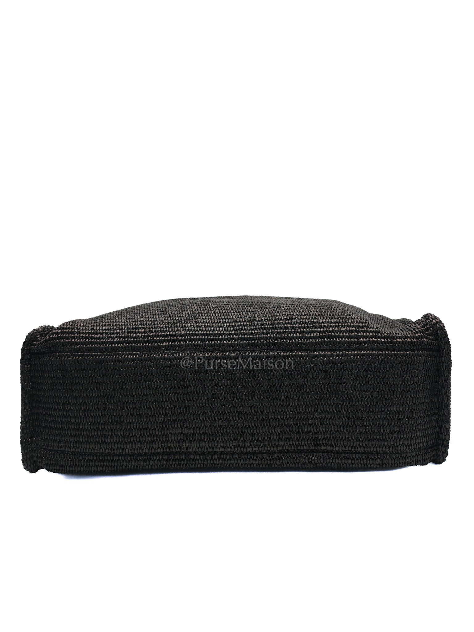 Woven Soft Raffia Medium Black Beach Tote Bag | Purse Maison Luxury Bags Shop