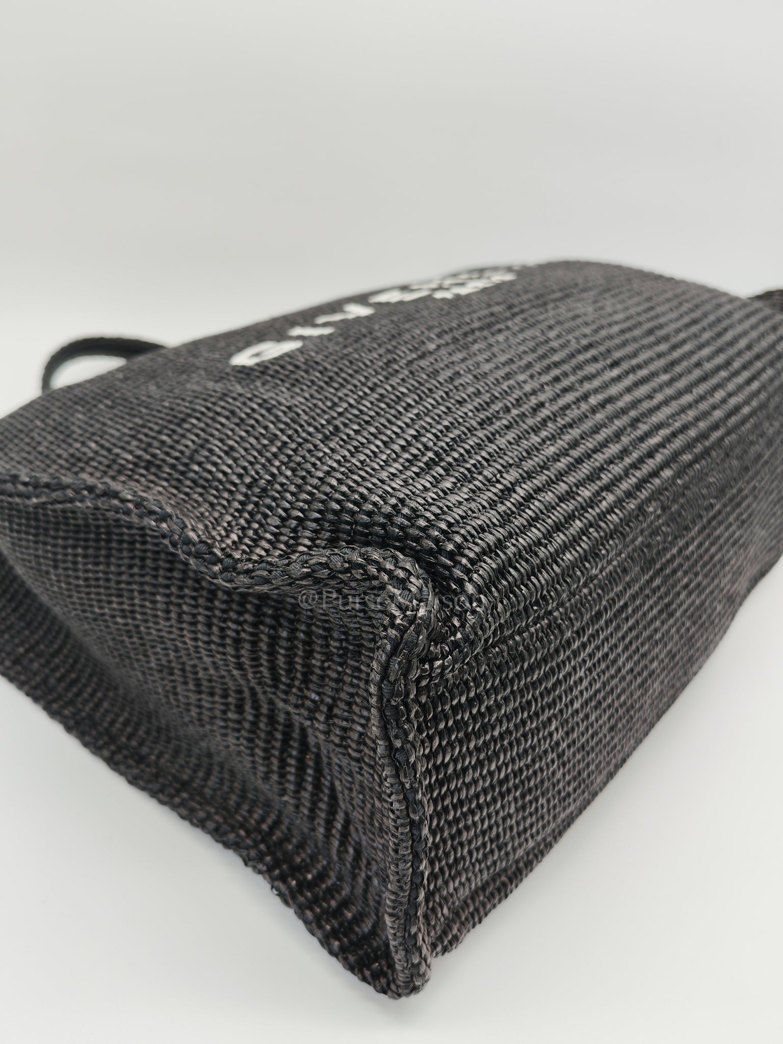 Woven Soft Raffia Medium Black Beach Tote Bag | Purse Maison Luxury Bags Shop