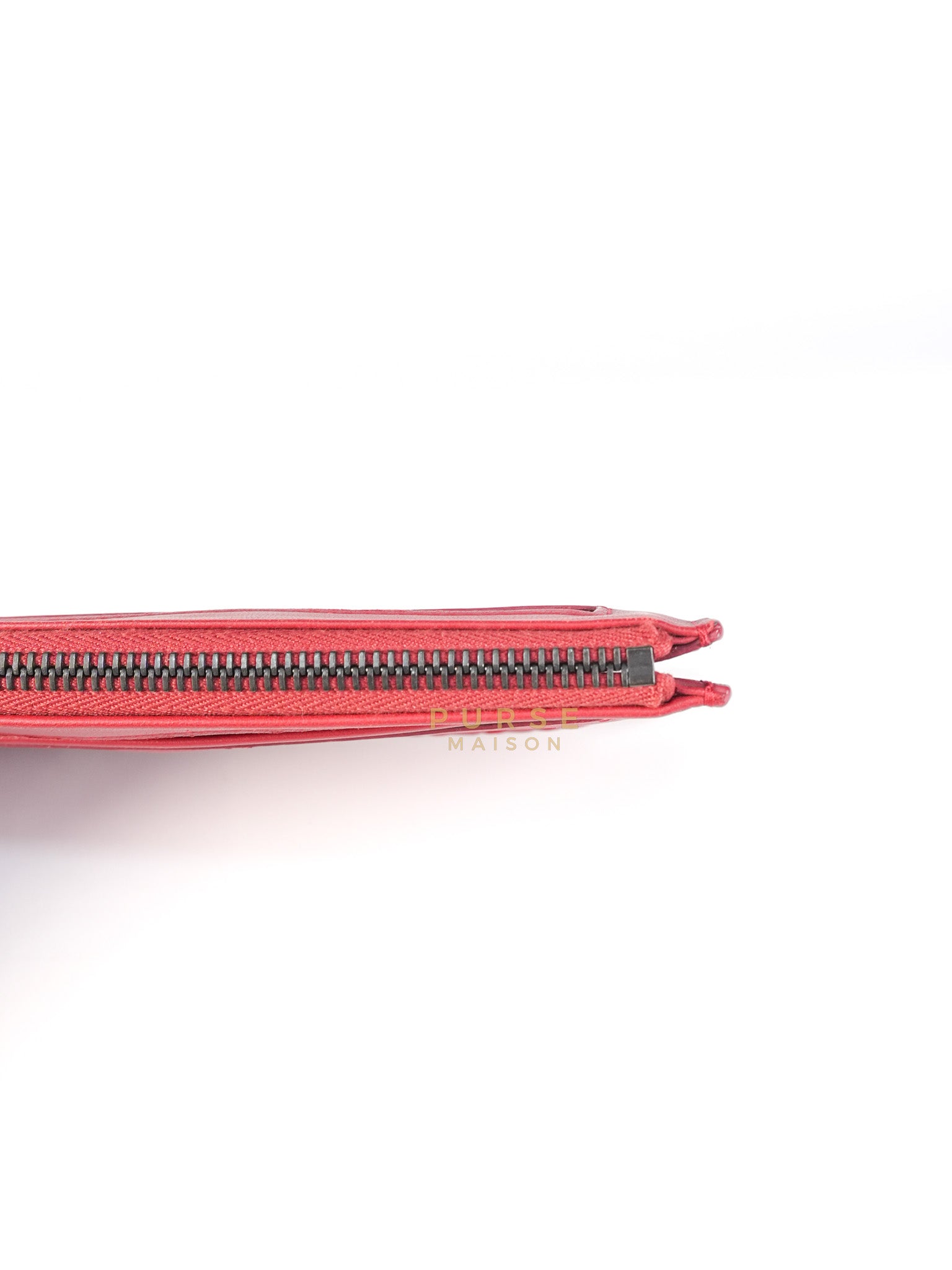 Wristlet Pouch in Red Intrecciato Leather | Purse Maison Luxury Bags Shop