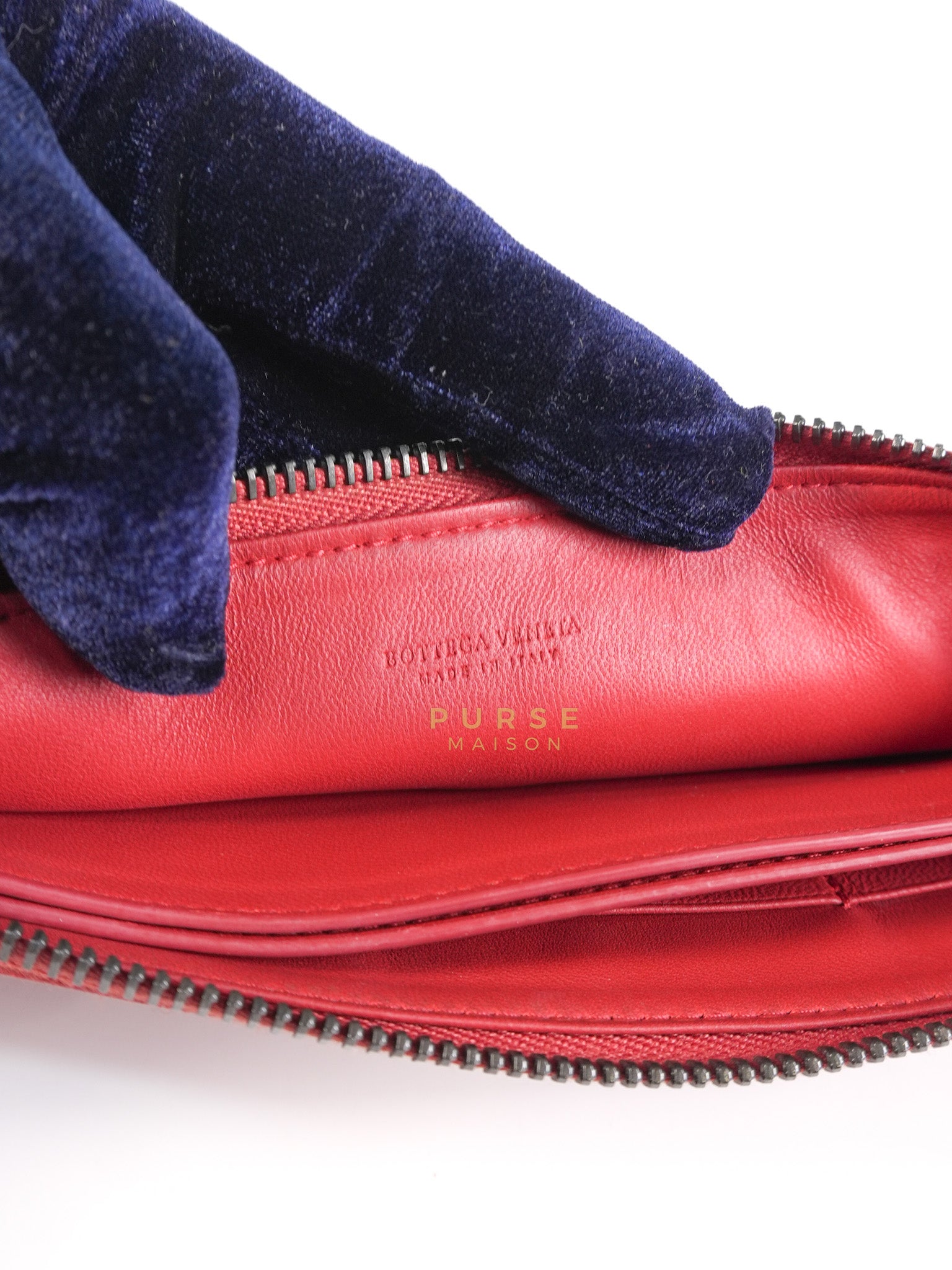 Wristlet Pouch in Red Intrecciato Leather | Purse Maison Luxury Bags Shop