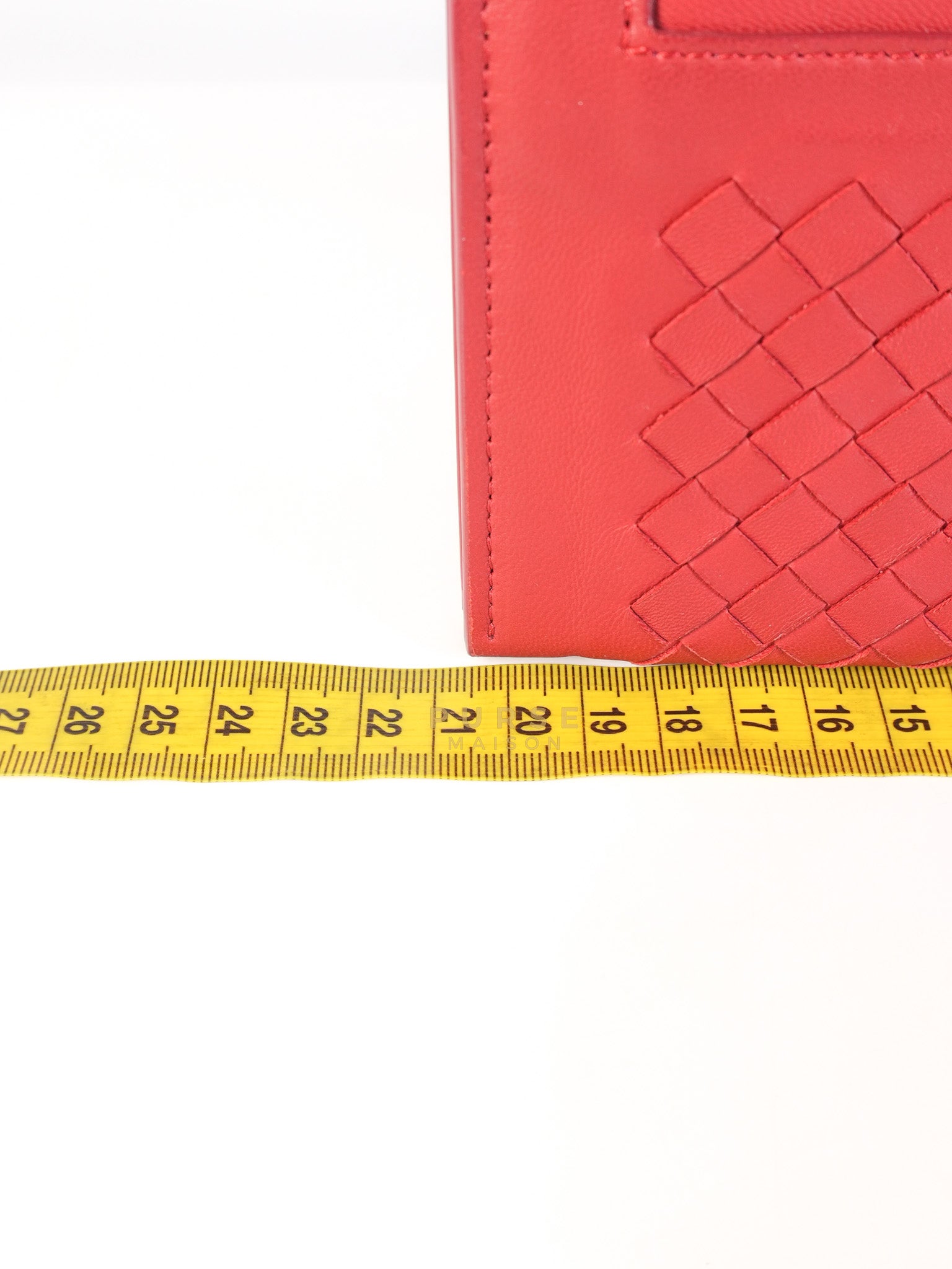 Wristlet Pouch in Red Intrecciato Leather | Purse Maison Luxury Bags Shop