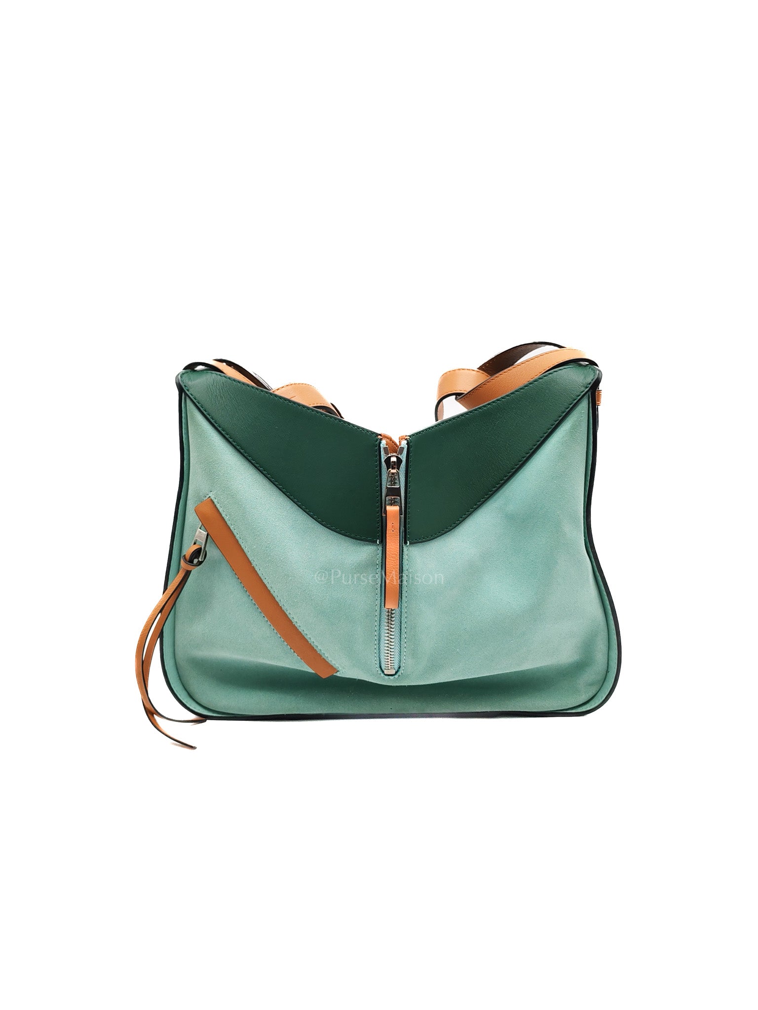 x Ken Price Hammock Bag Small in Multicolor Mint Green, Tan and Blue Cartoon Palm Trees Design | Purse Maison Luxury Bags Shop