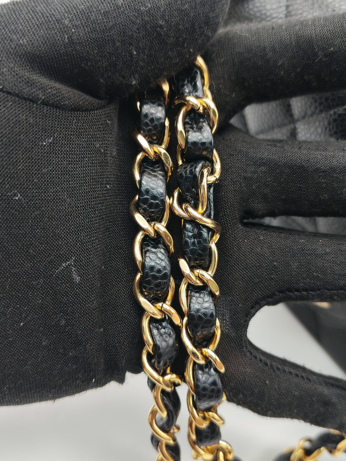 Chanel Classic Double Flap Bag Small in Black Caviar Leather Gold Hardware Microchip CX****KJ