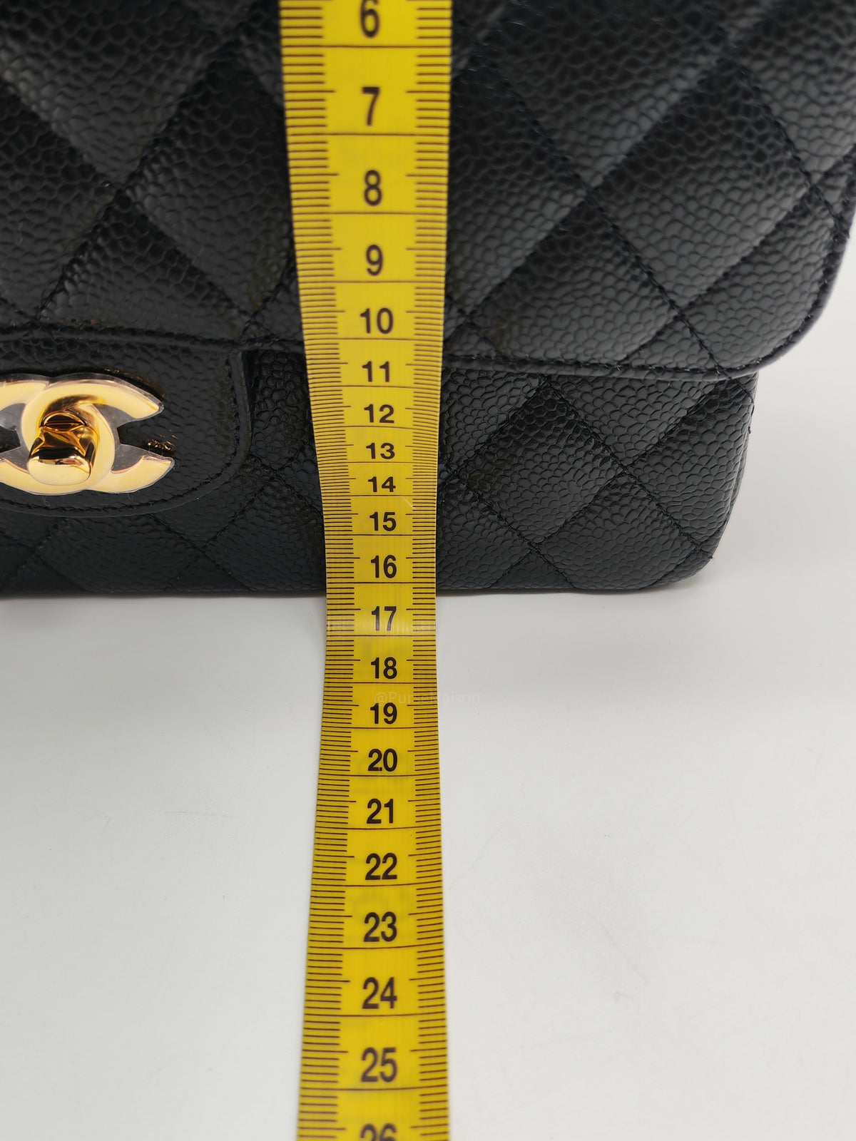 Chanel Classic Double Flap Bag Small in Black Caviar Leather Gold Hardware Microchip CX****KJ