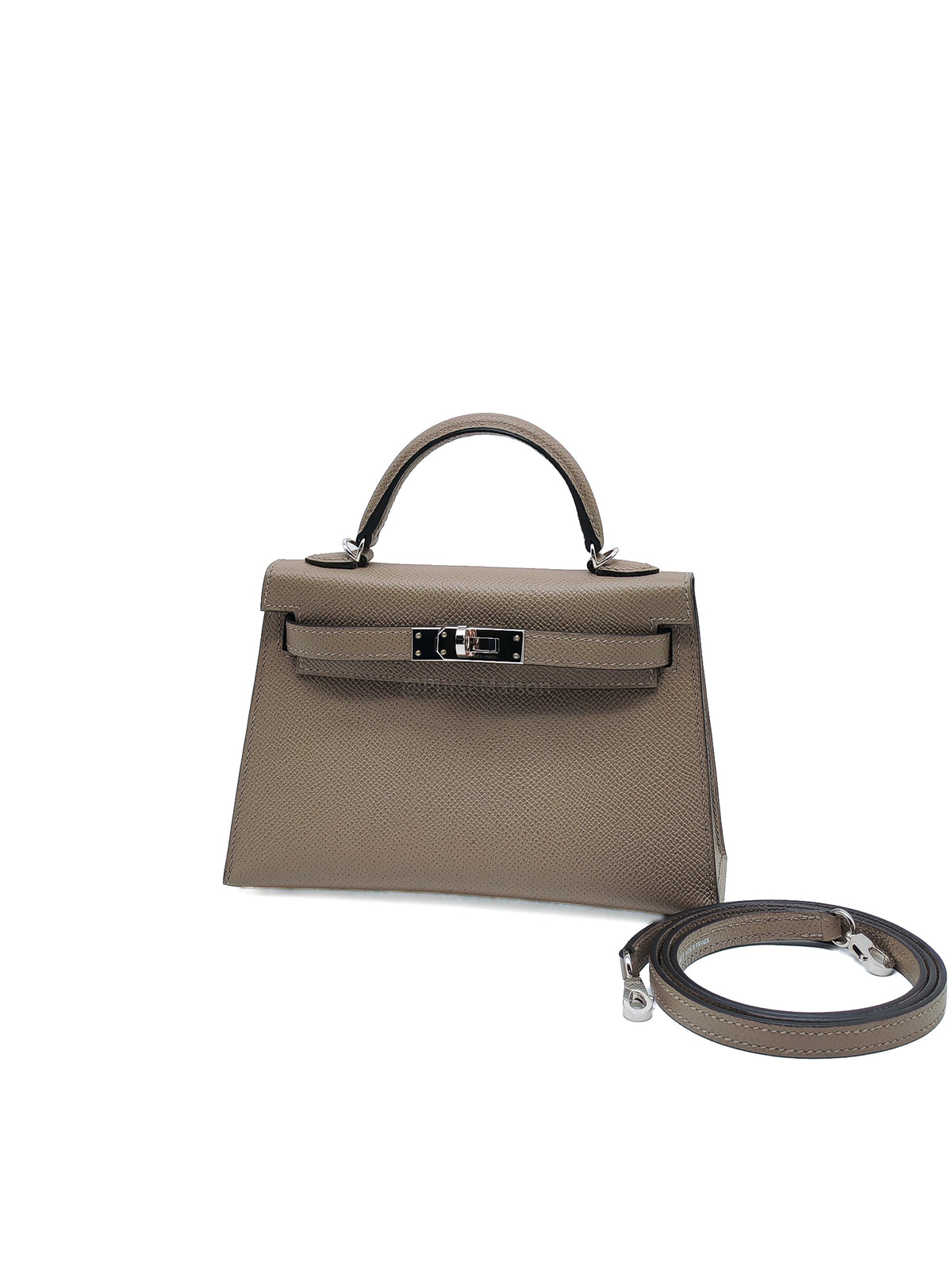 Hermes Mini Kelly in Gris Asphalte Epsom Leather Palladium Hardware Stamp C(2018)
