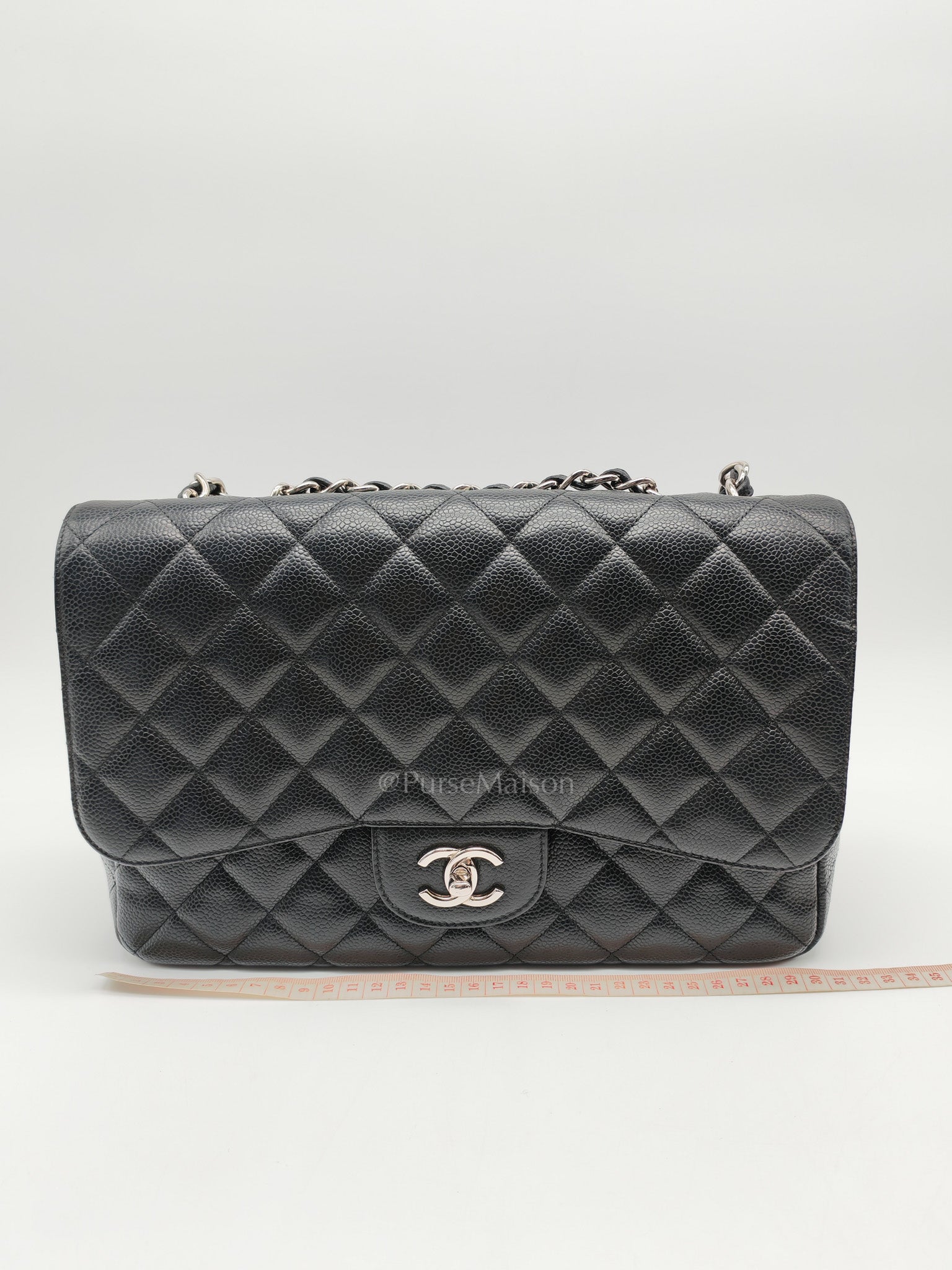 Classic Single Flap Jumbo in Black Caviar Leather Silver Hardware (Series 13)