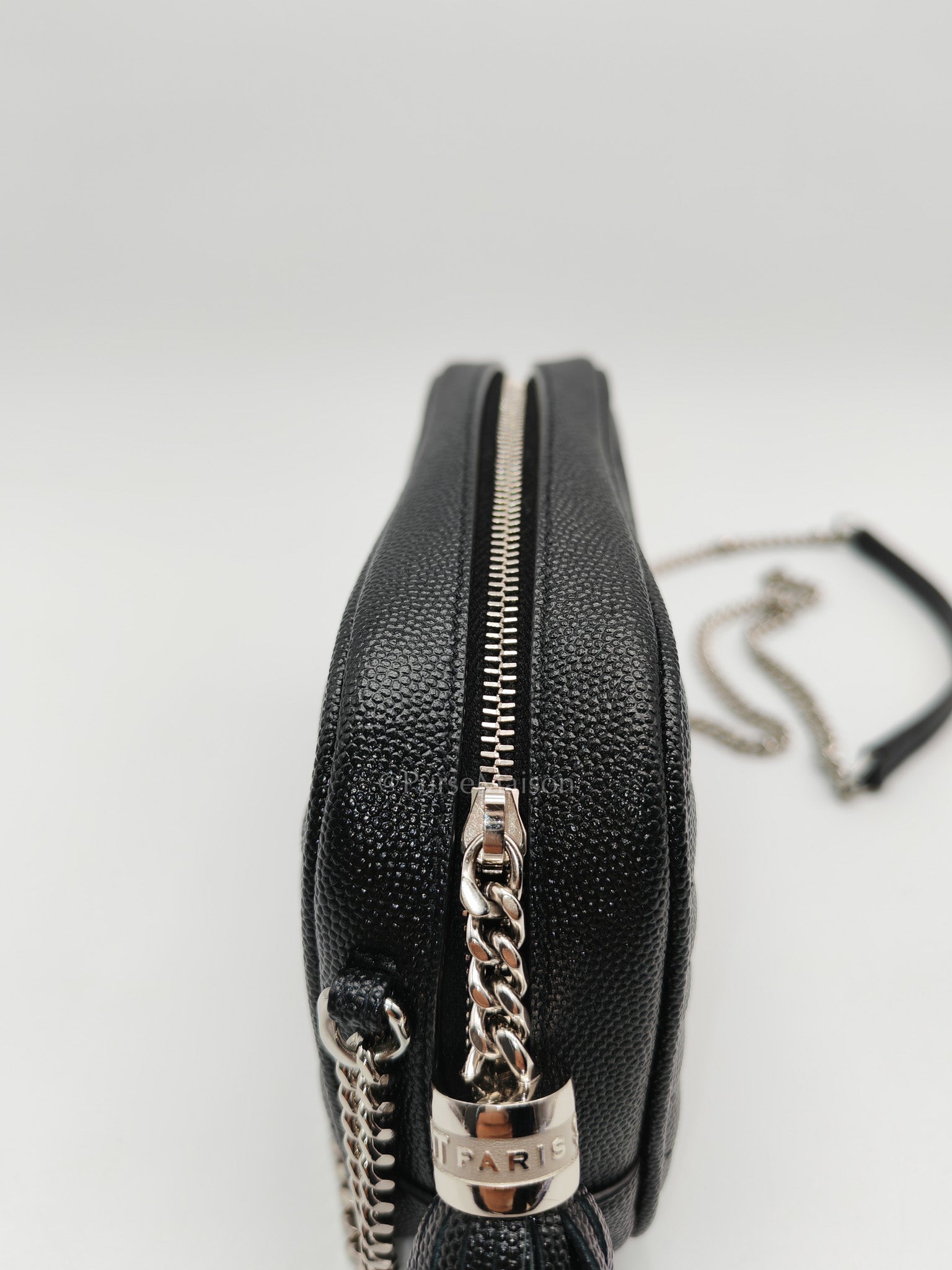 Yves Saint Laurent Lou Camera Bag Mini in Black Chevron Quilted Shiny Calfskin Leather and Silver Hardware