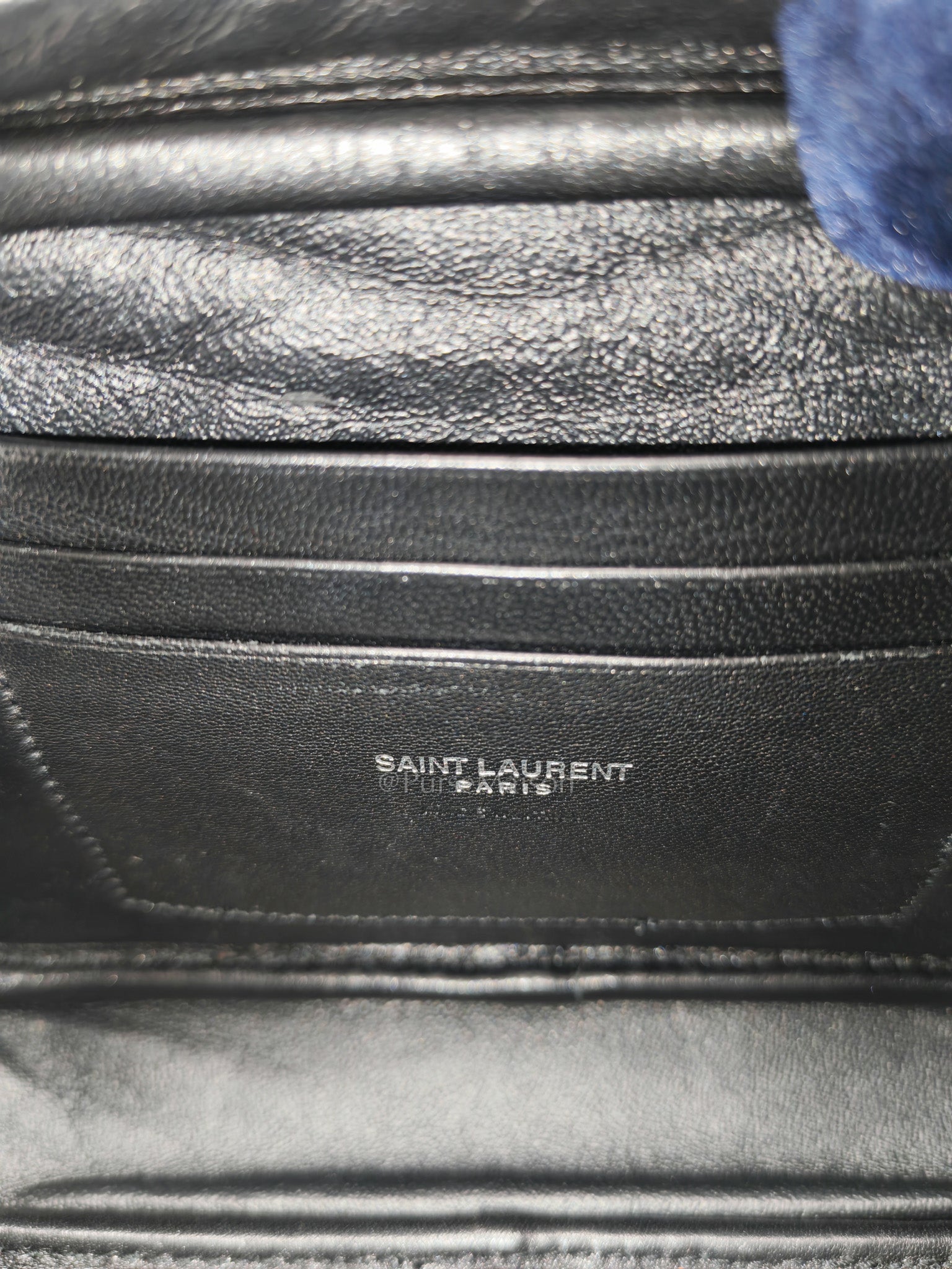 Yves Saint Laurent Lou Camera Bag Mini in Black Chevron Quilted Shiny Calfskin Leather and Silver Hardware