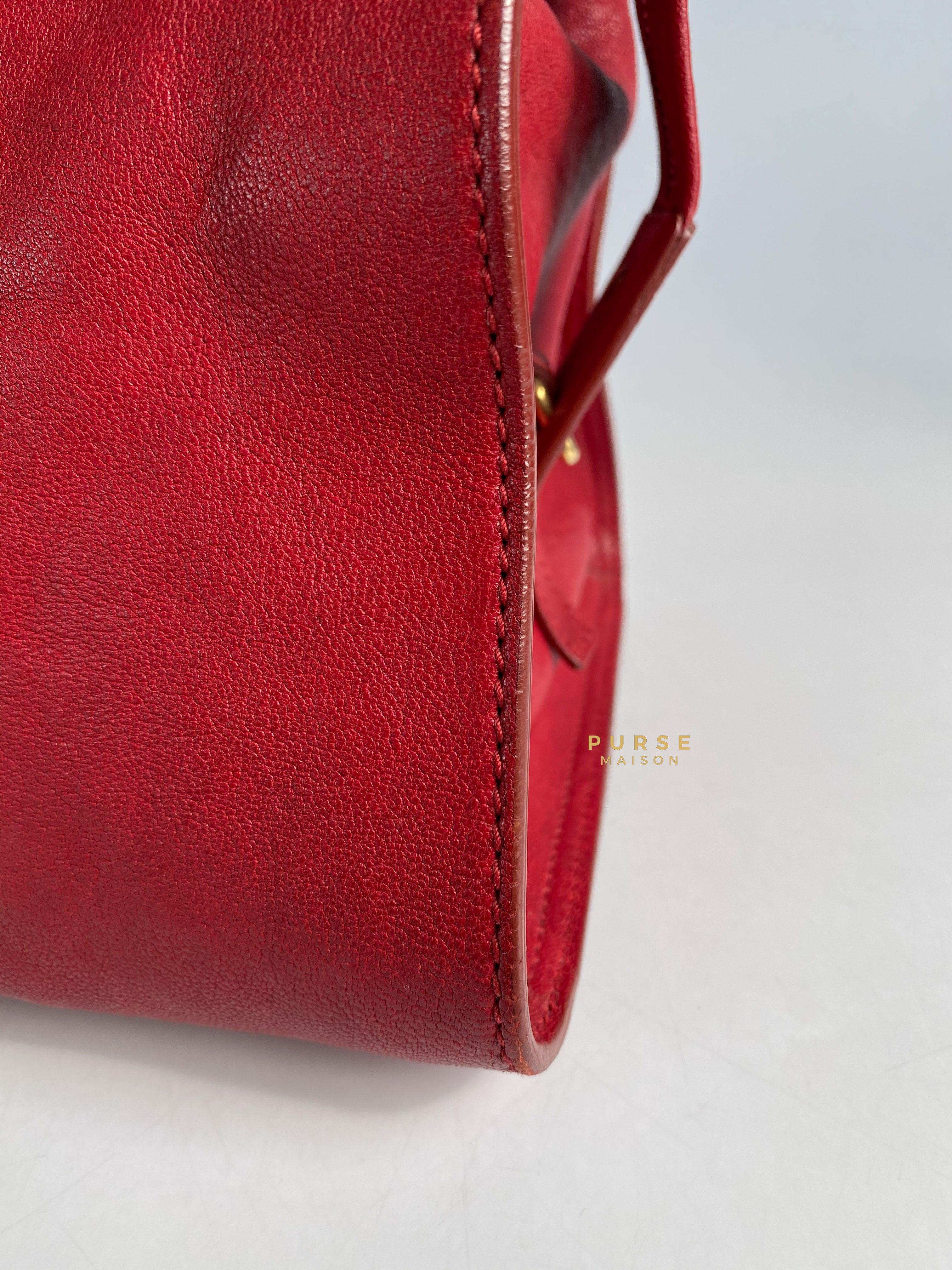 YSL Cabas Chyc Medium in Gold Hardware (Red) | Purse Maison Luxury Bags Shop